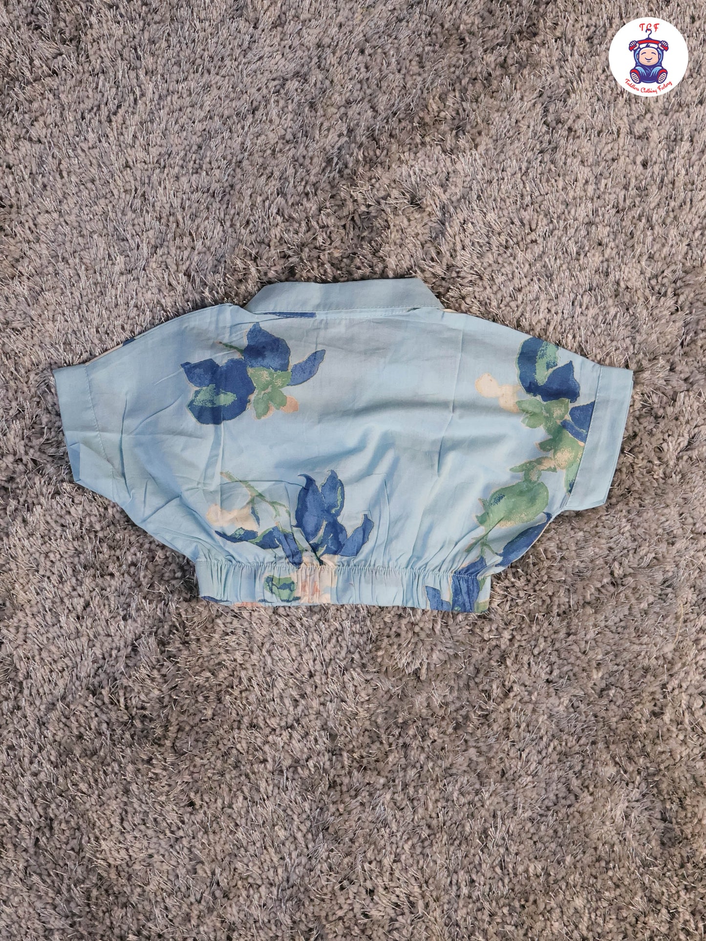 Sky Blue - Floral Crop Top & Pant