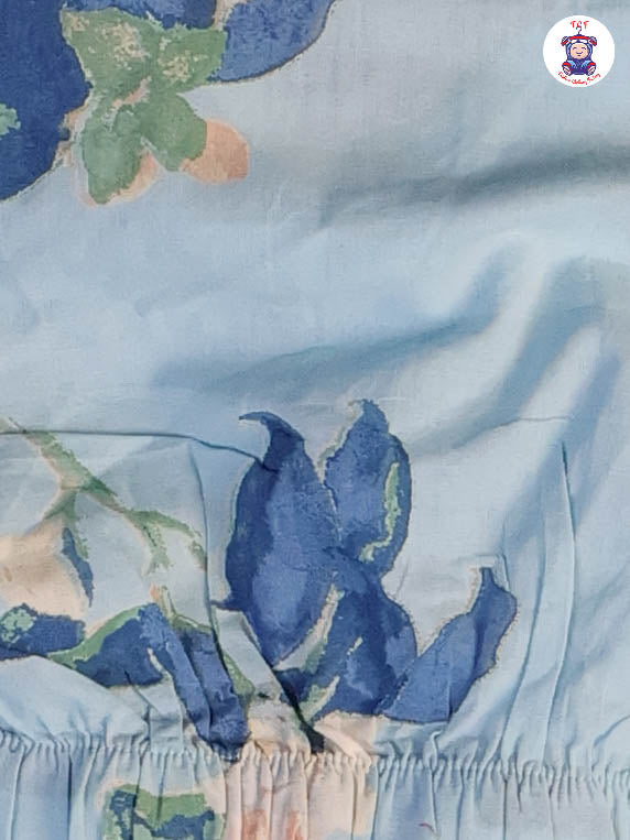 Sky Blue - Floral Crop Top & Pant