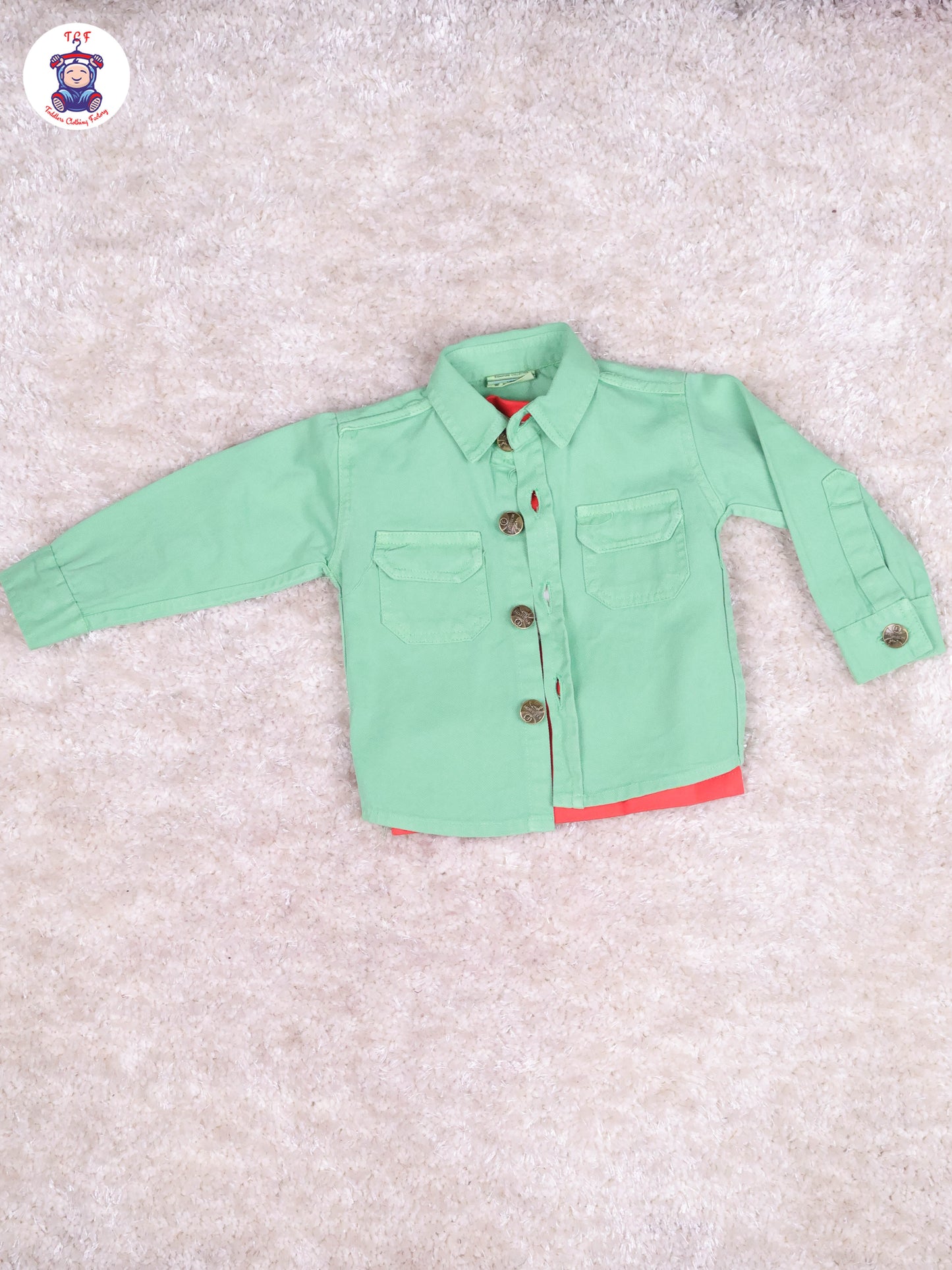 Dark Green & Red - Tshirt With Overcoat & Pant