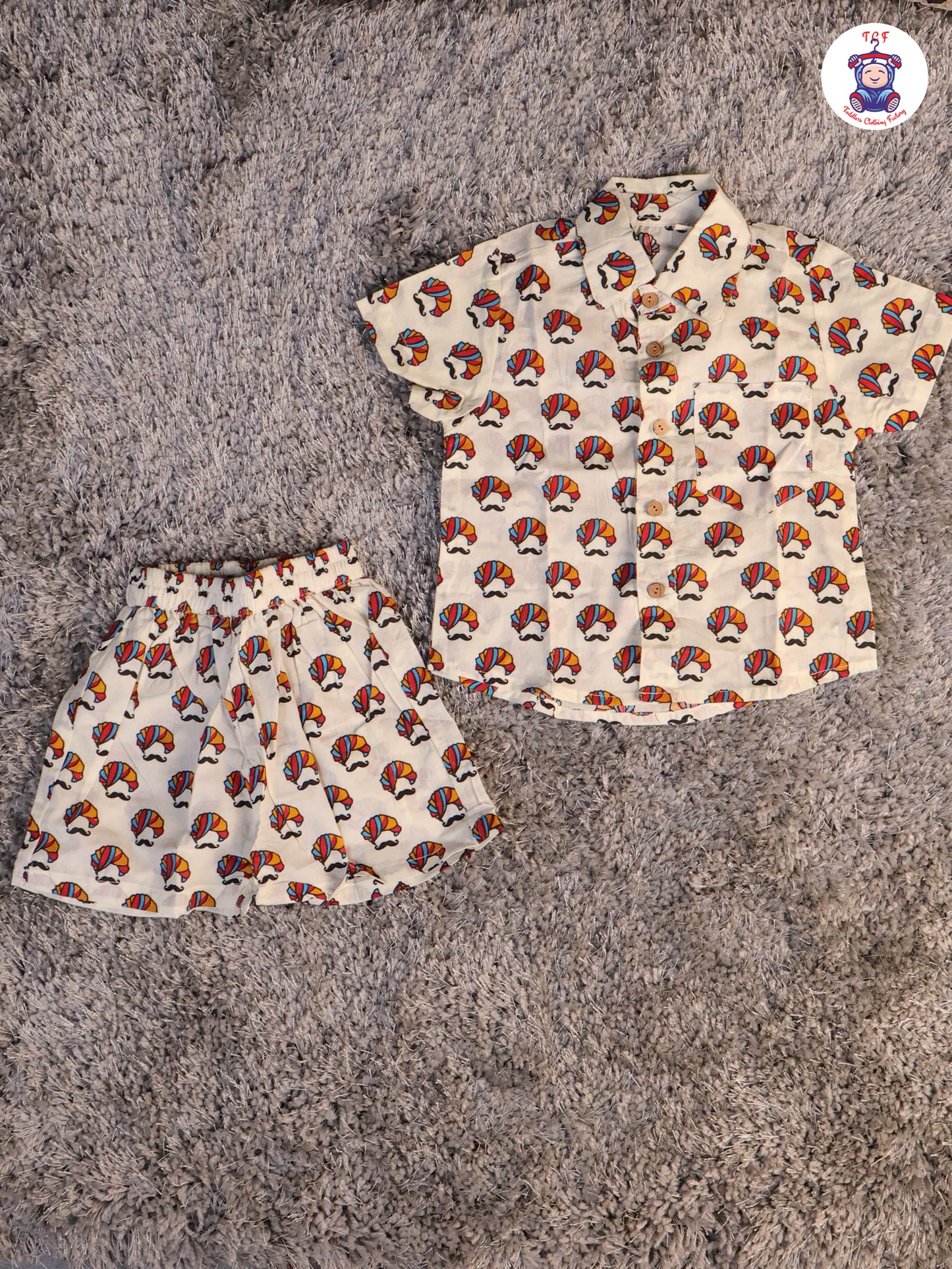 Orange - Boys Readymade Cotton Shiets & Shorts