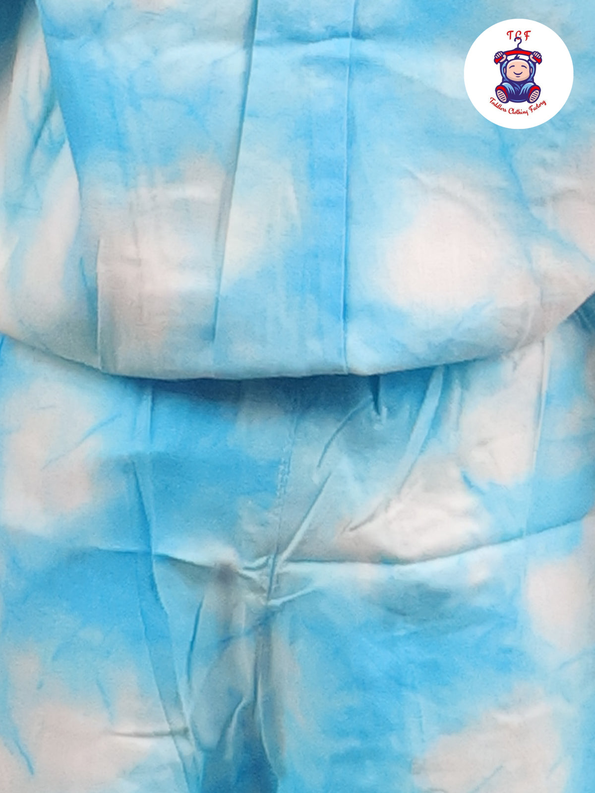 Sky Blue - Dye Printed Notched Collor Shirt With Shorts