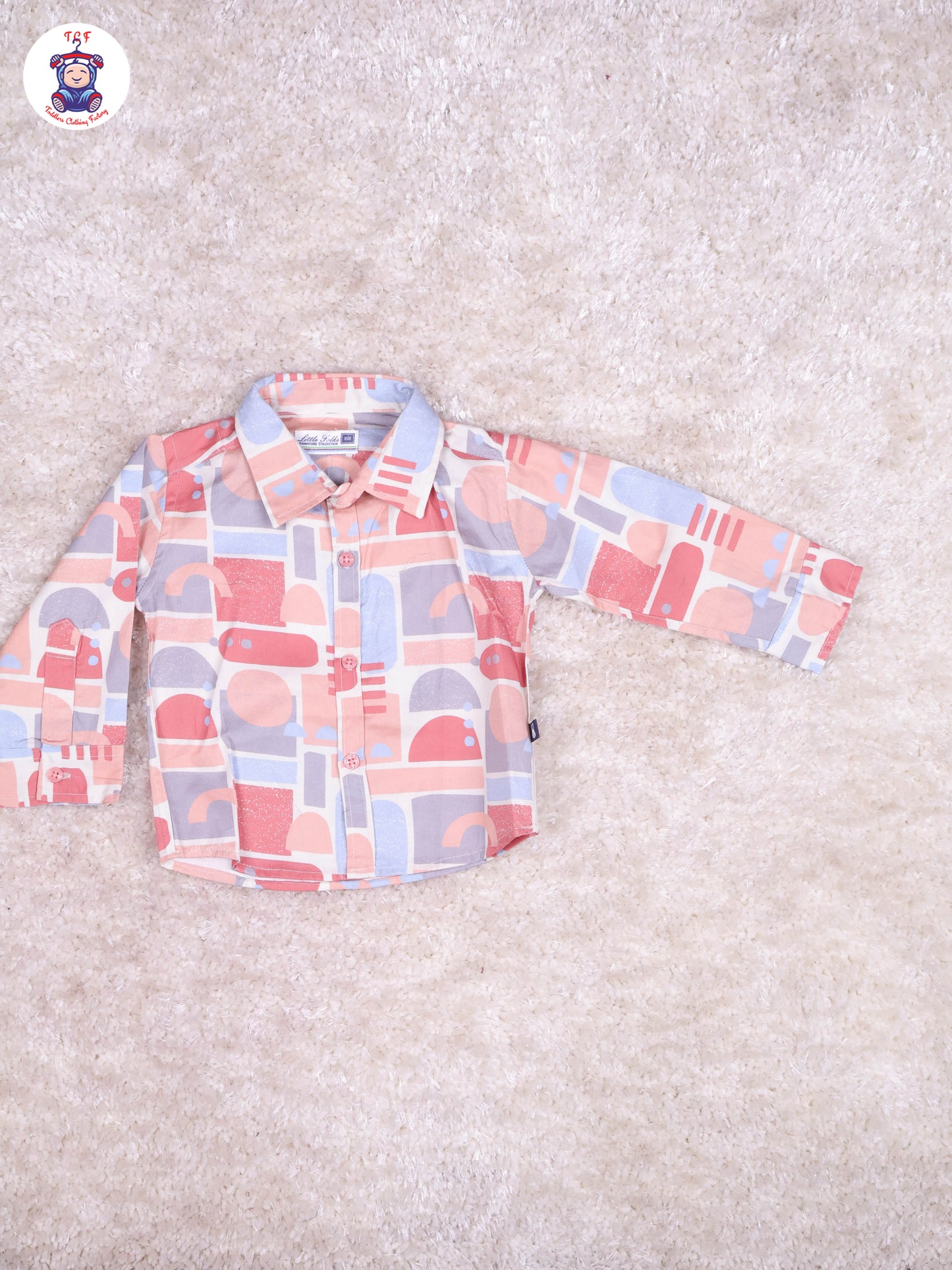 Peach & Grey - Printed Full Hand Shirt With Plain Pant