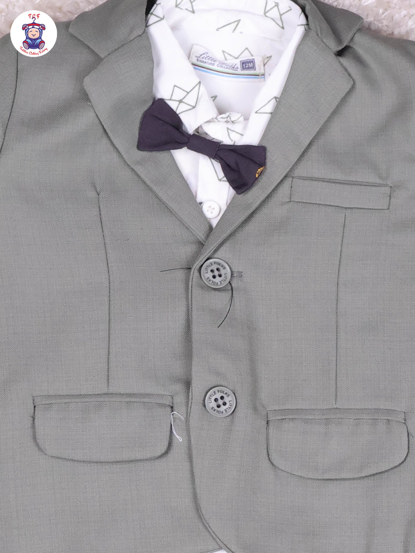 Light Green & White Shirt - Boys Coat Suits With Bow
