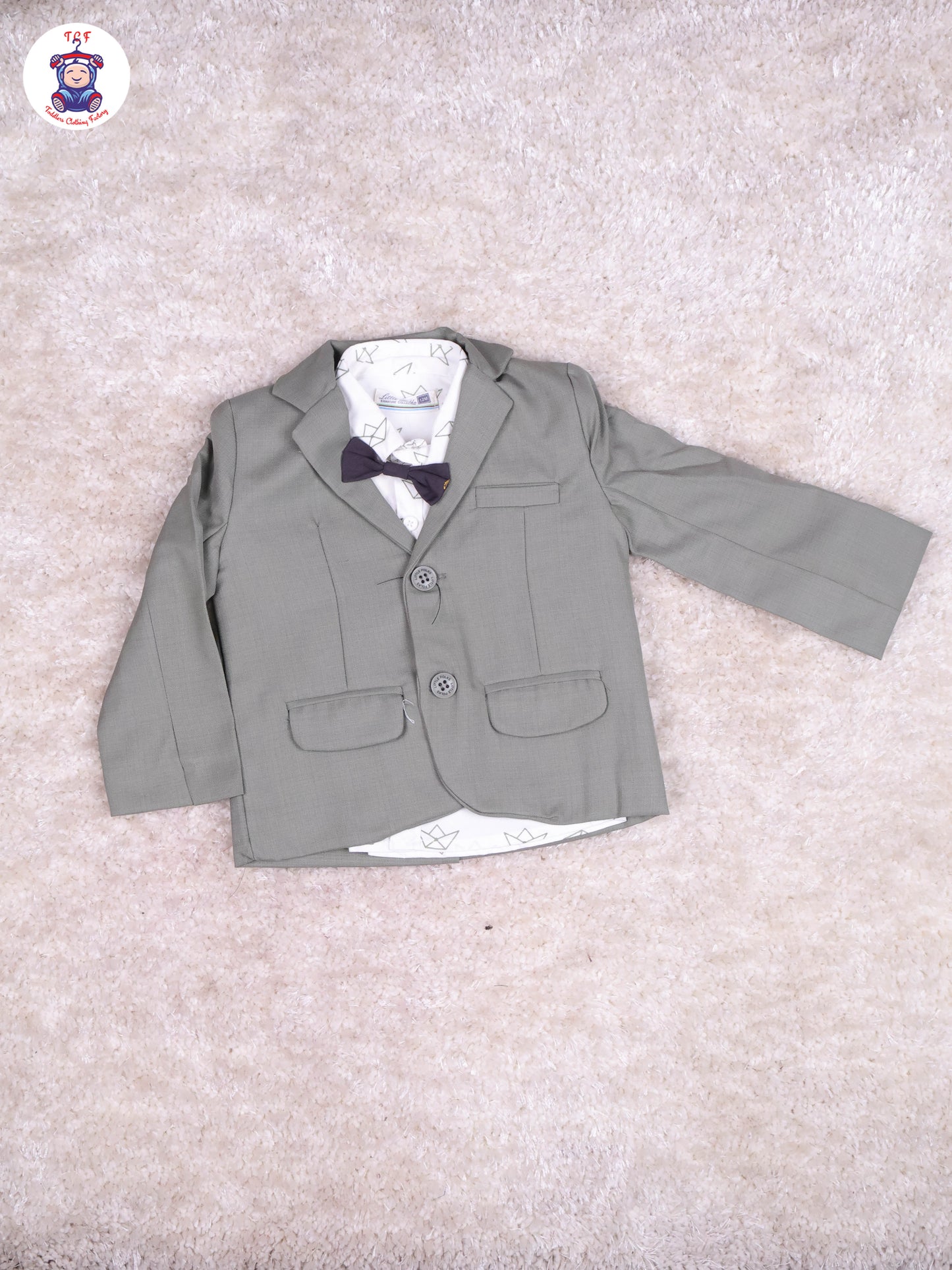 Light Green & White Shirt - Boys Coat Suits With Bow