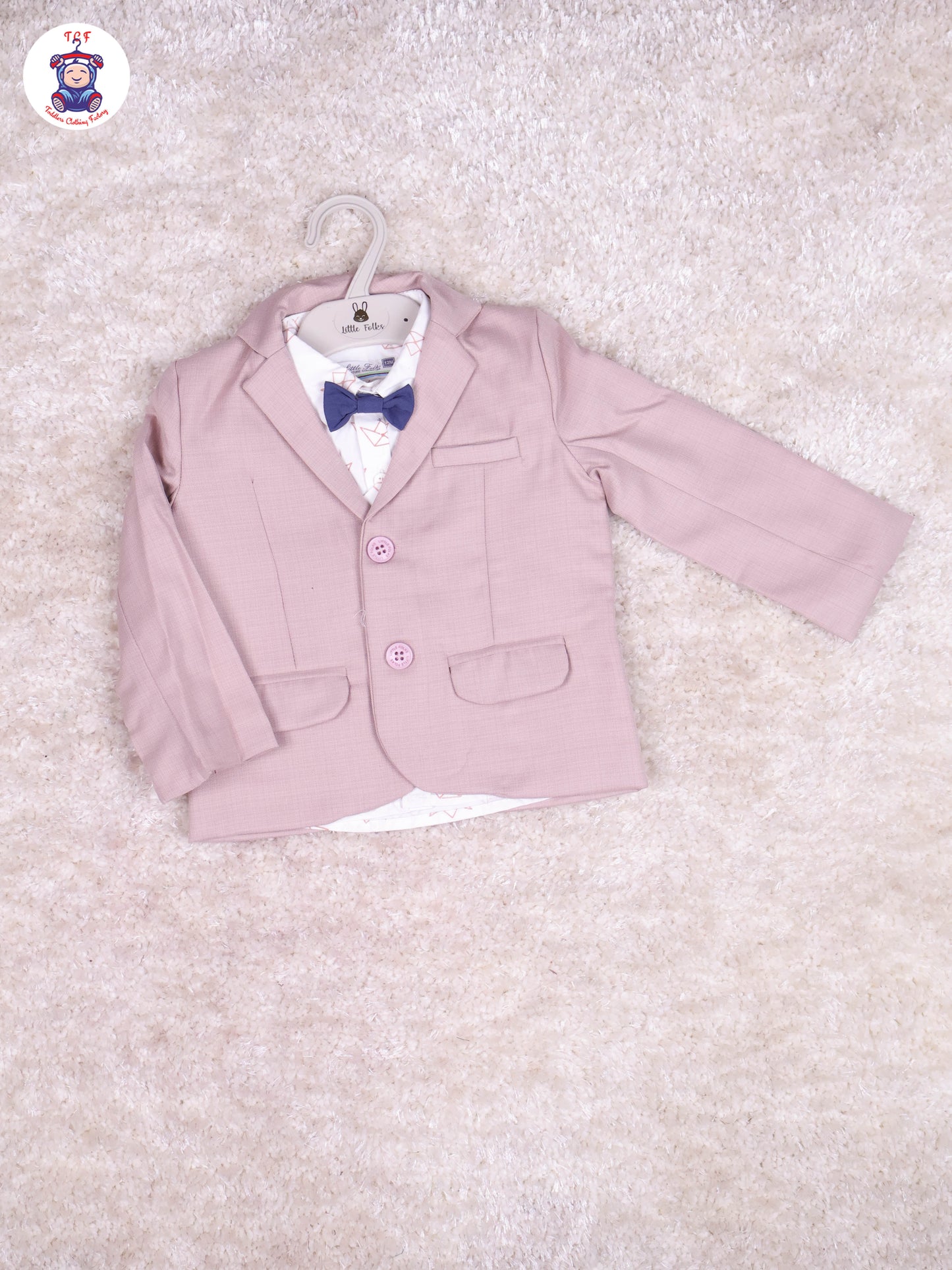 Onion Pink & White Shirt - Boys Coat Suits With Bow