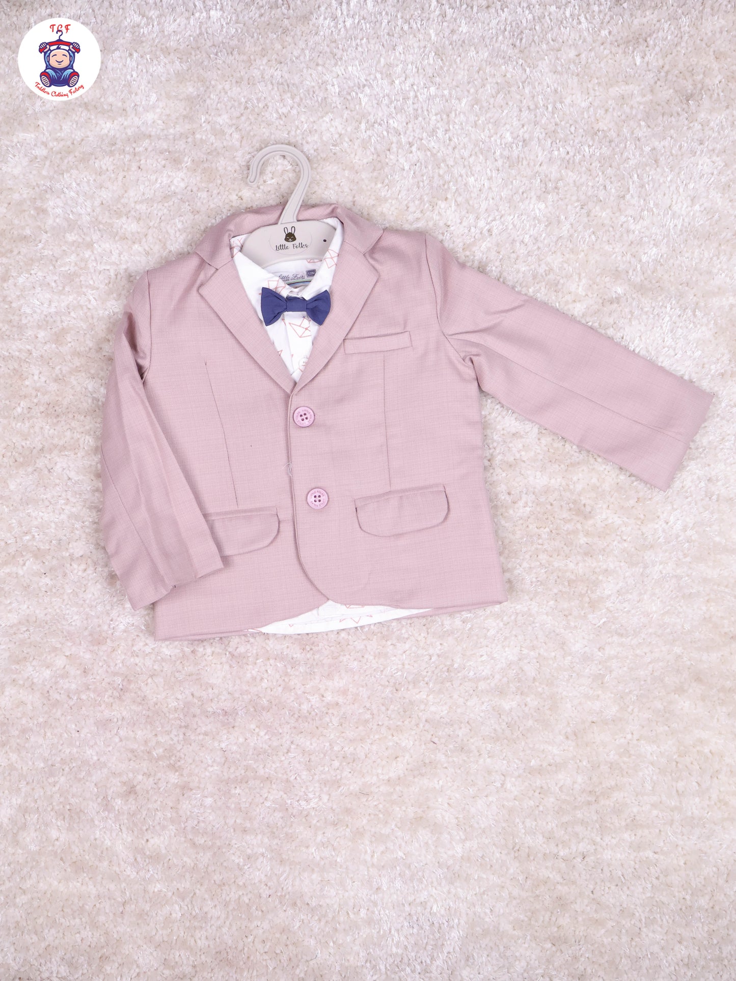 Onion Pink & White Shirt - Boys Coat Suits With Bow