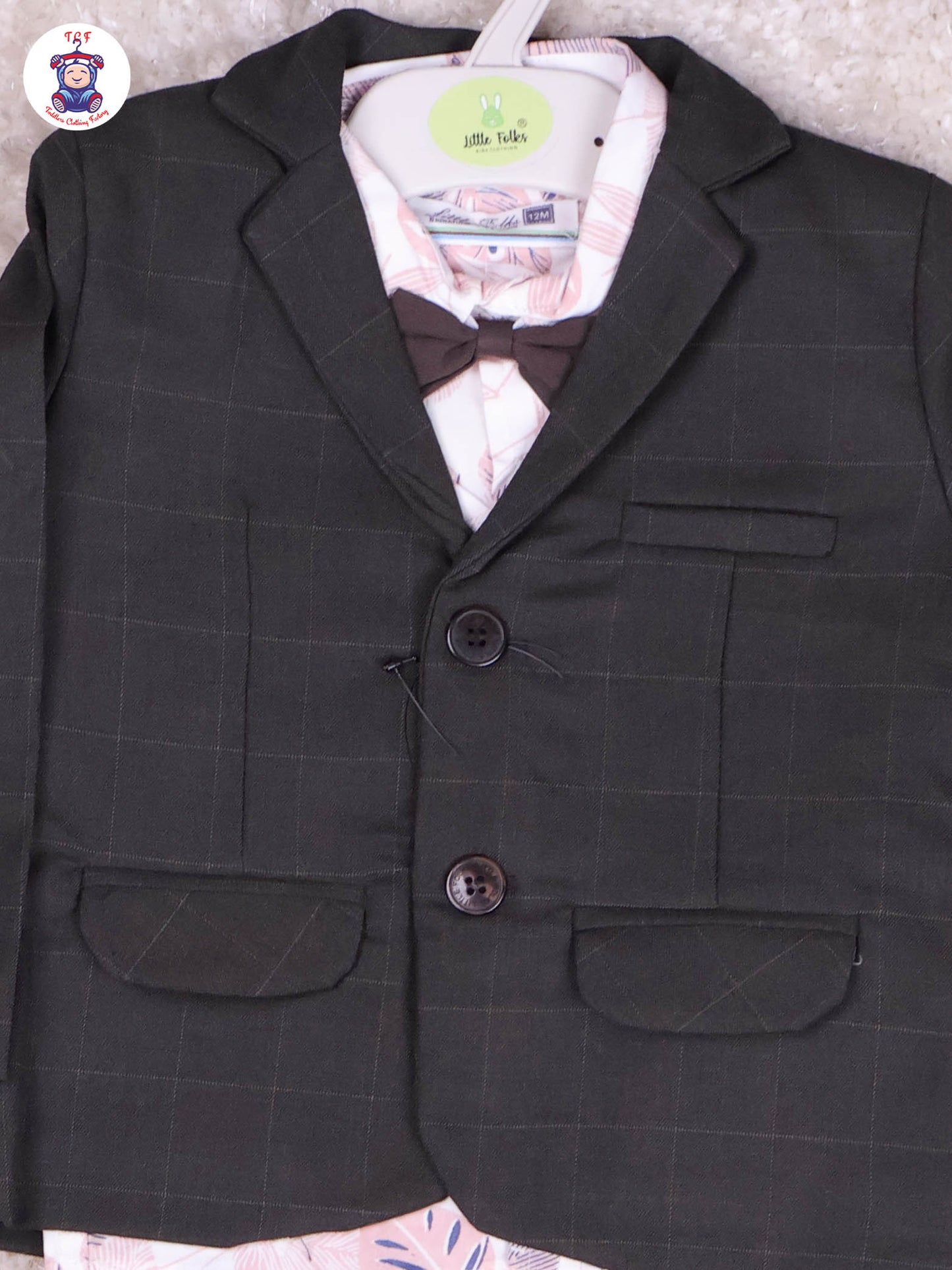 Light Brown & Pink Shirt - Boys Coat Suits With Bow