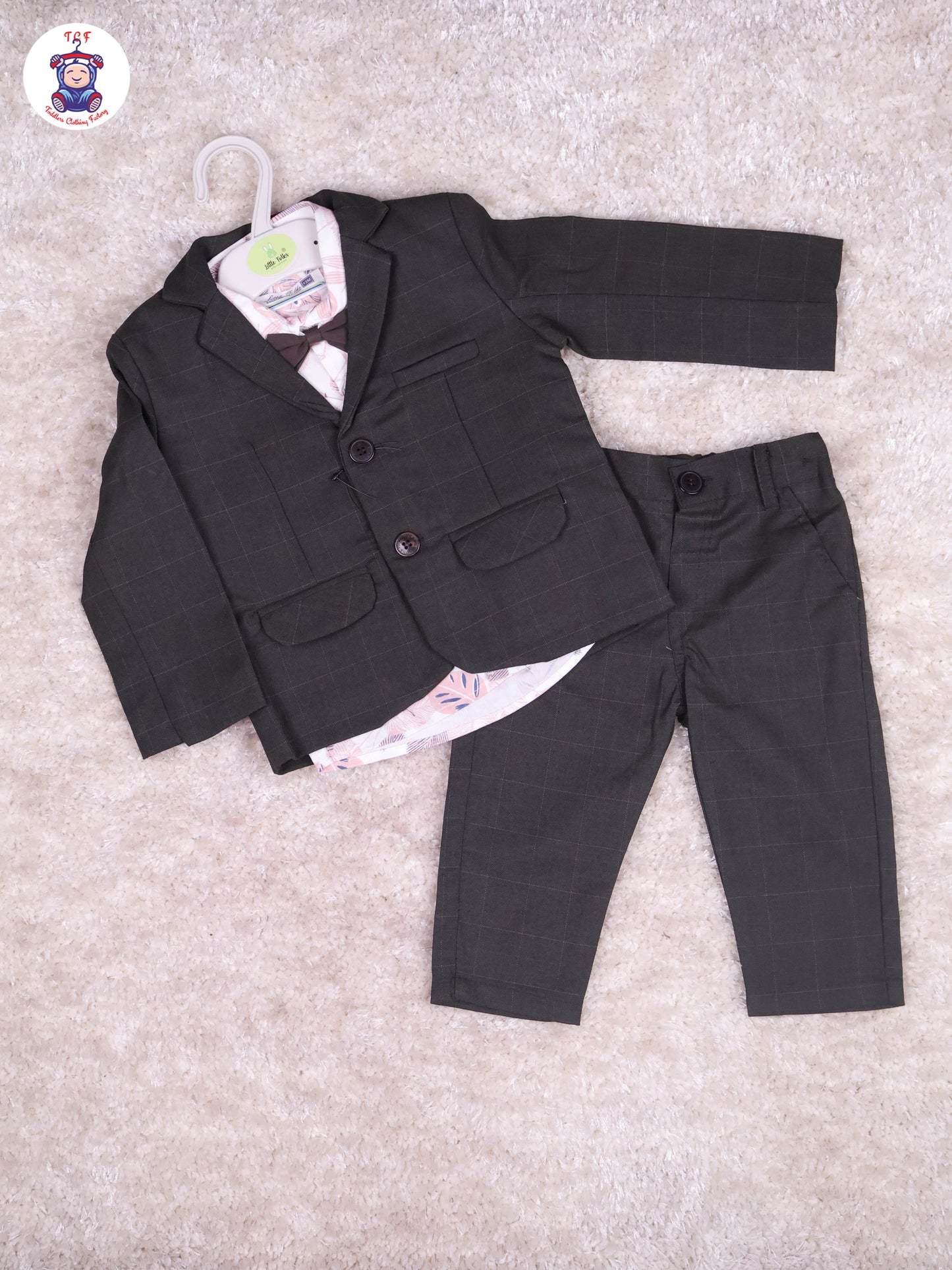 Light Brown & Pink Shirt - Boys Coat Suits With Bow