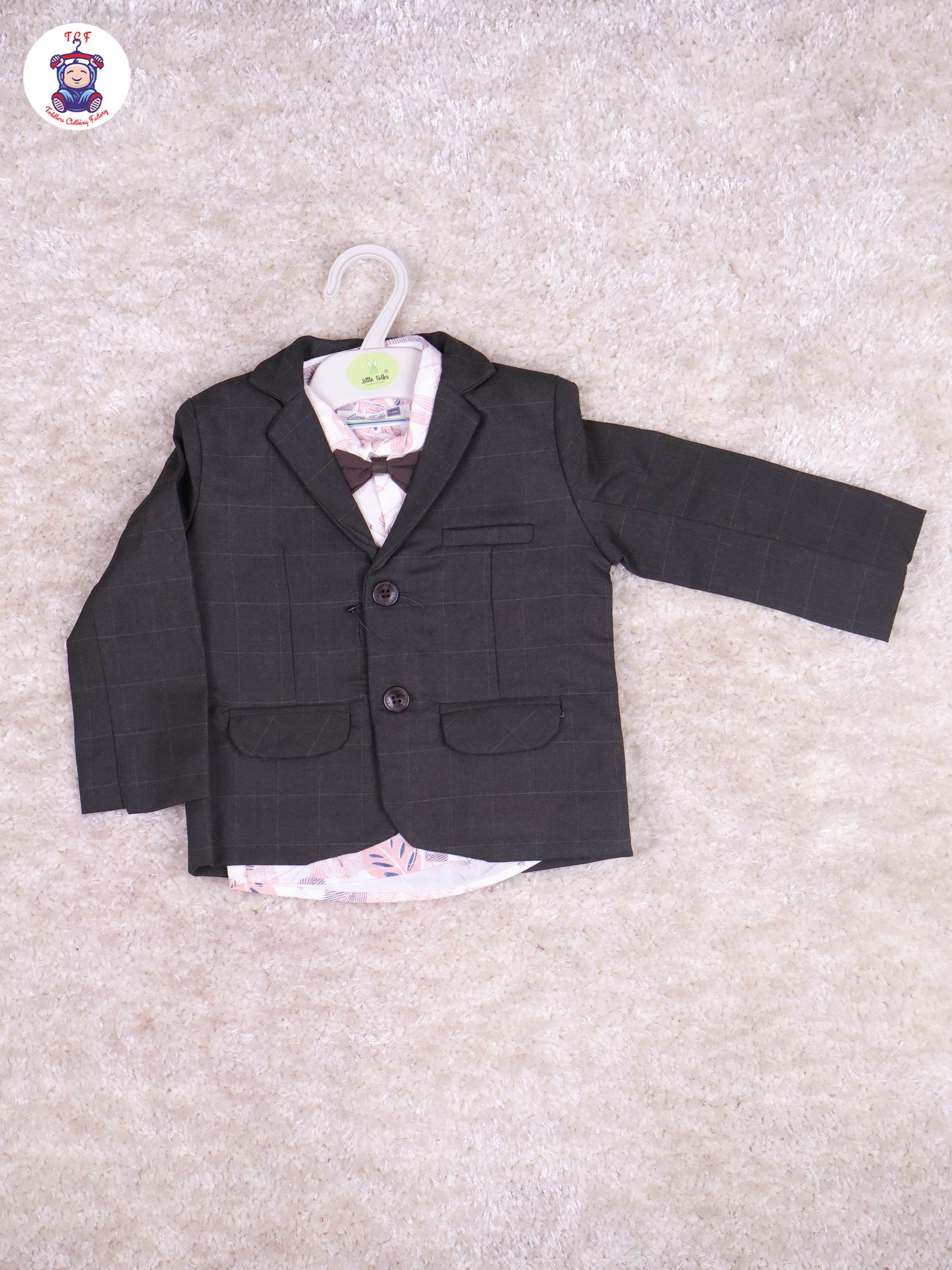 Light Brown & Pink Shirt - Boys Coat Suits With Bow