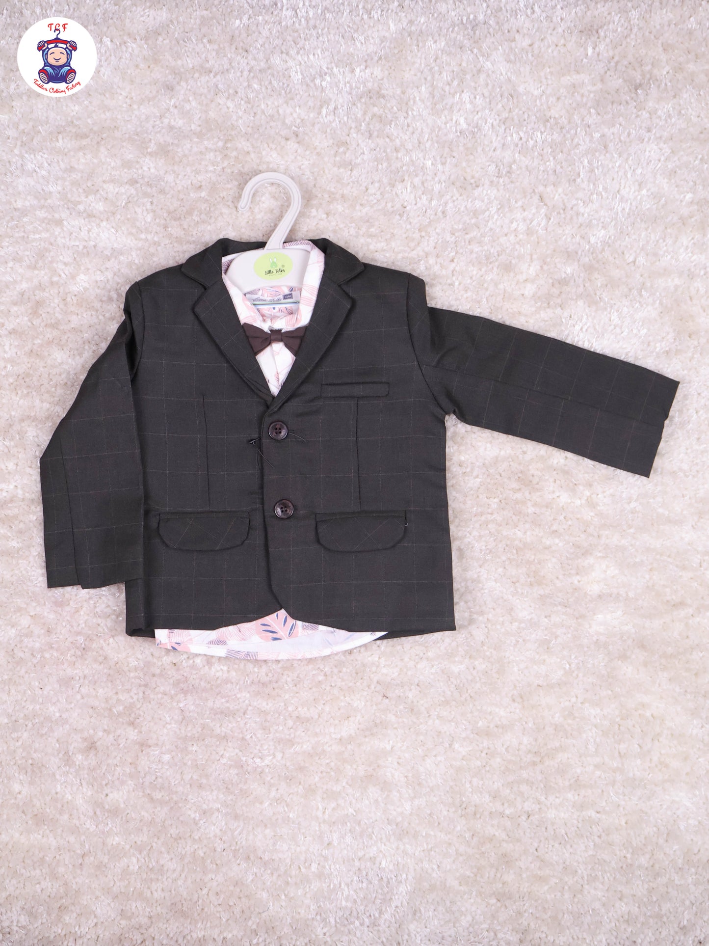 Light Brown & Pink Shirt - Boys Coat Suits With Bow