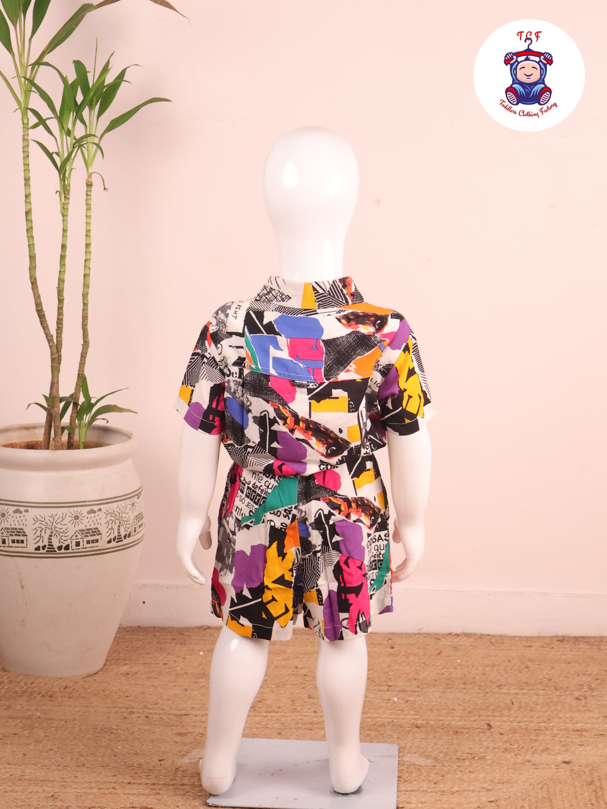 Multi - Printed Collor Neck Shirt With Shorts