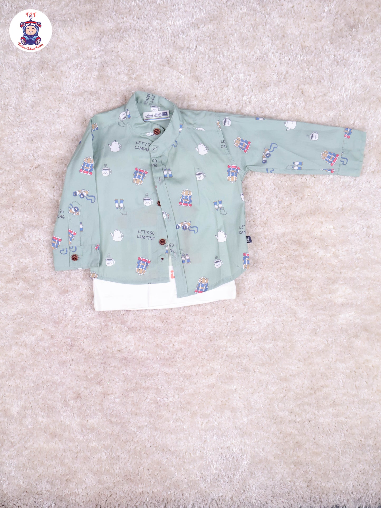 Light Green & Sandal Full Hand Shirt with t-Shirt & Pant