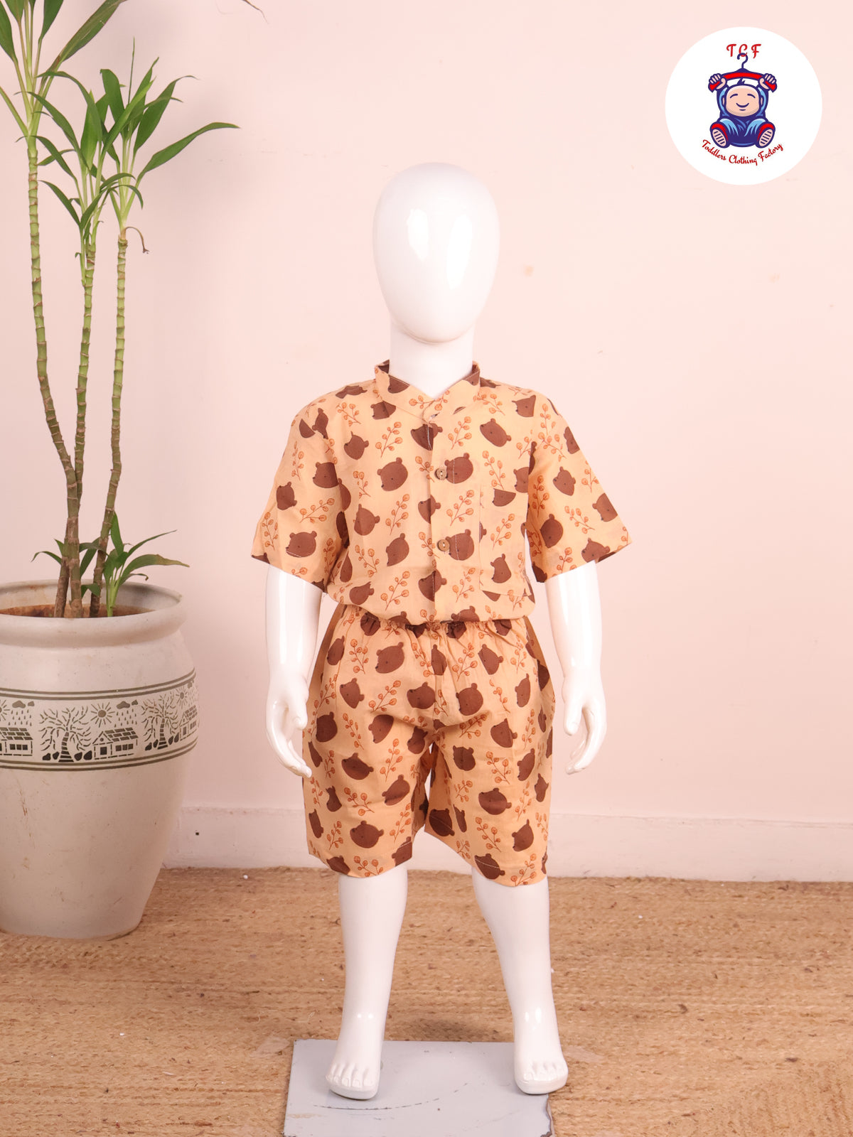 Peanut - Printed Pan Collor Neck Shirt With Shorts