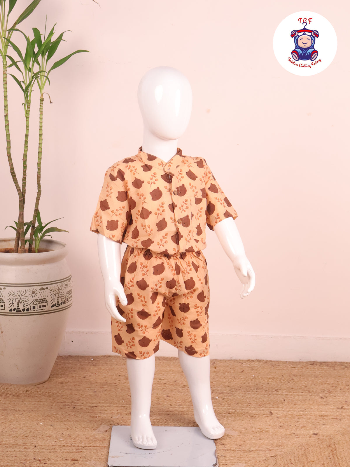 Peanut - Printed Pan Collor Neck Shirt With Shorts