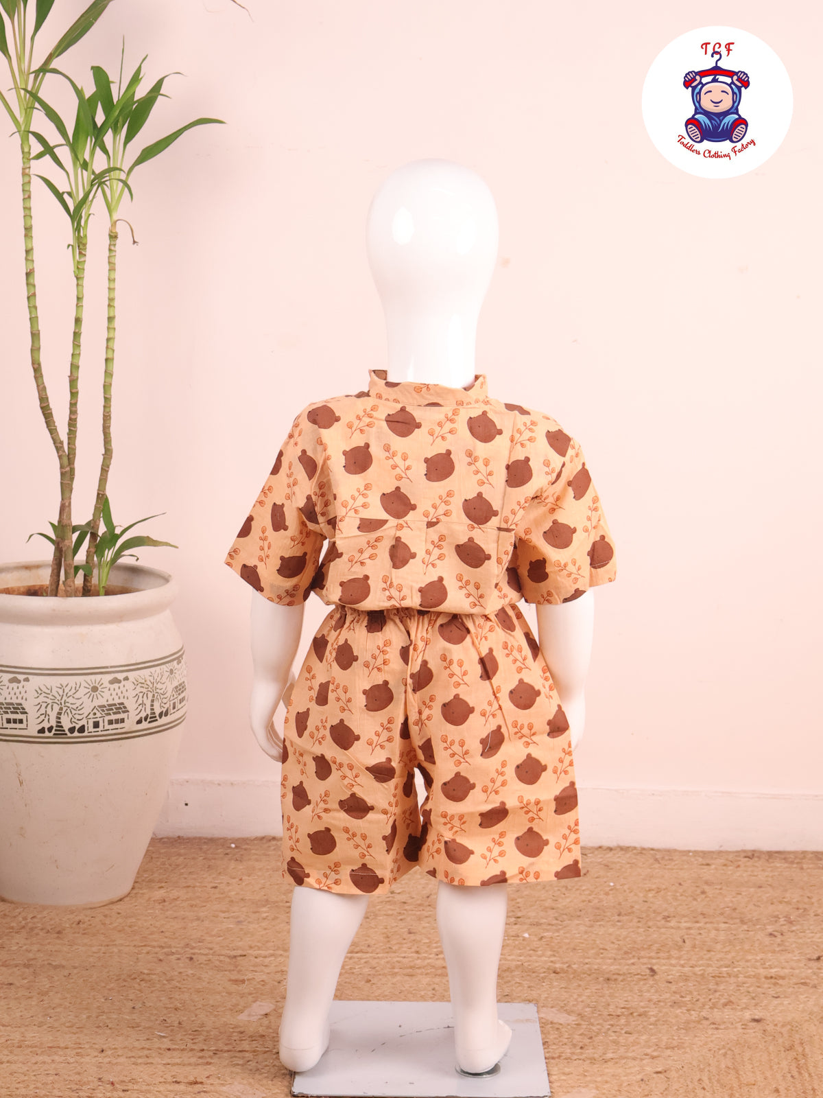 Peanut - Printed Pan Collor Neck Shirt With Shorts