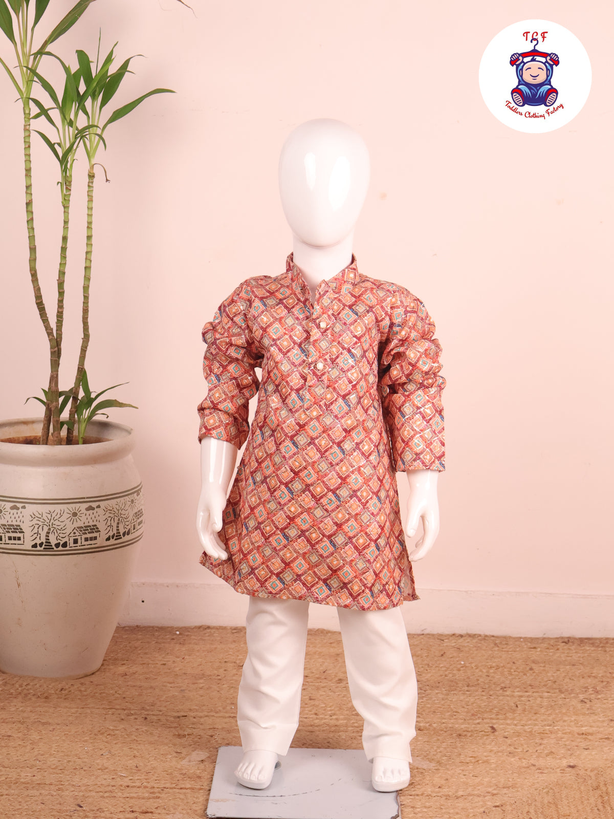 Maroon - Printed Kurta & Pyjama Sets