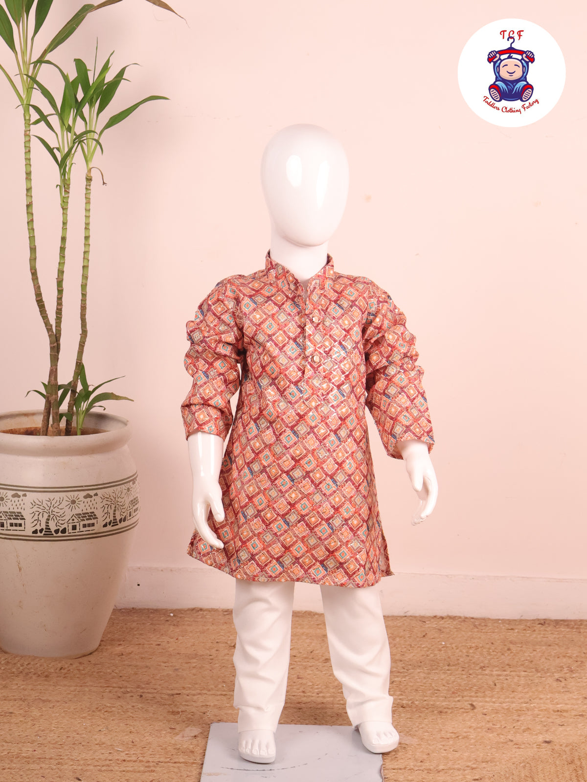 Maroon - Printed Kurta & Pyjama Sets