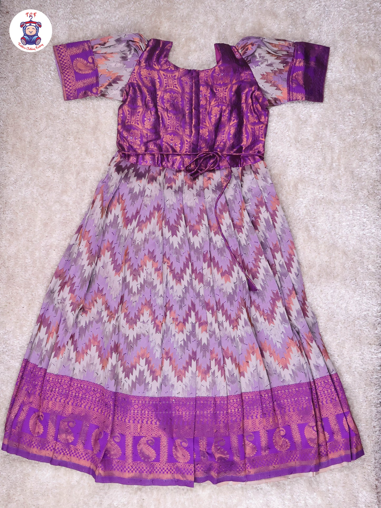 Purple & Brown - Girls Readymade Long Frock