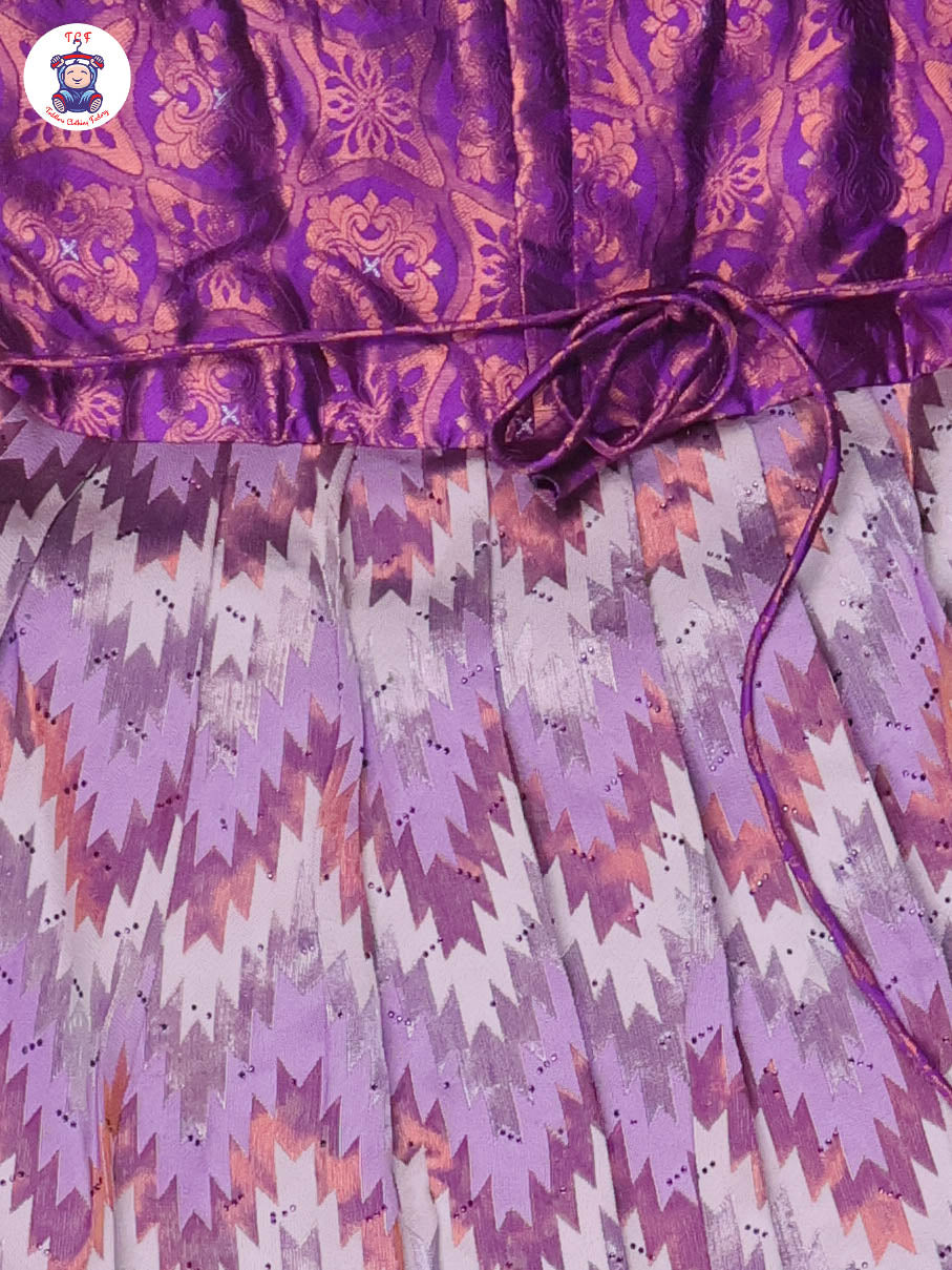 Purple & Brown - Girls Readymade Long Frock