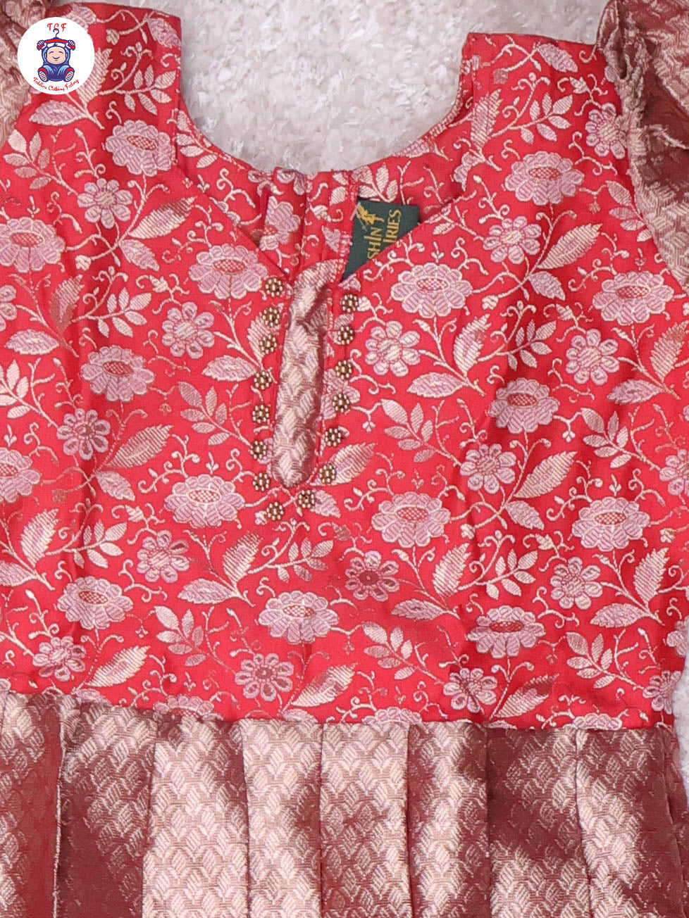 Red & Gold - Girls Readymade Long Frock