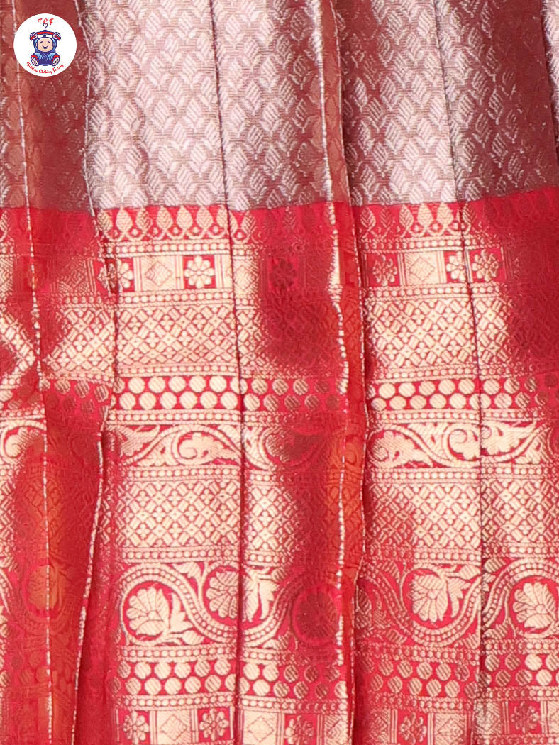 Red & Gold - Girls Readymade Long Frock