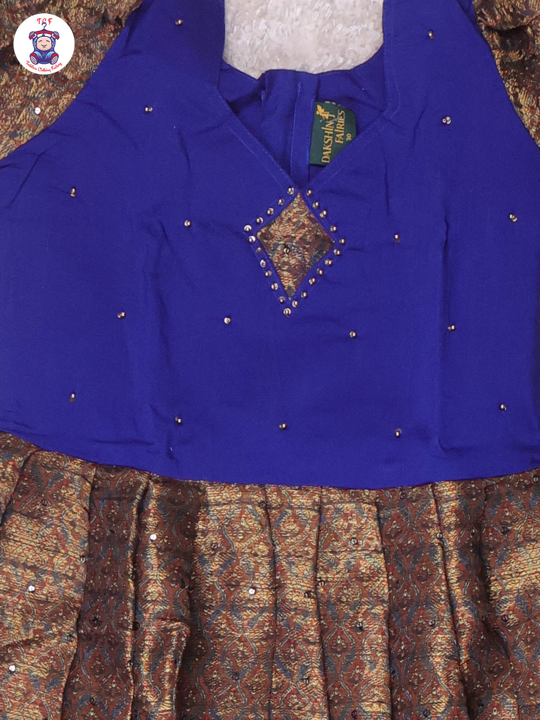 Royal Blue & Bottle Green - Girls Readymade Long Frock
