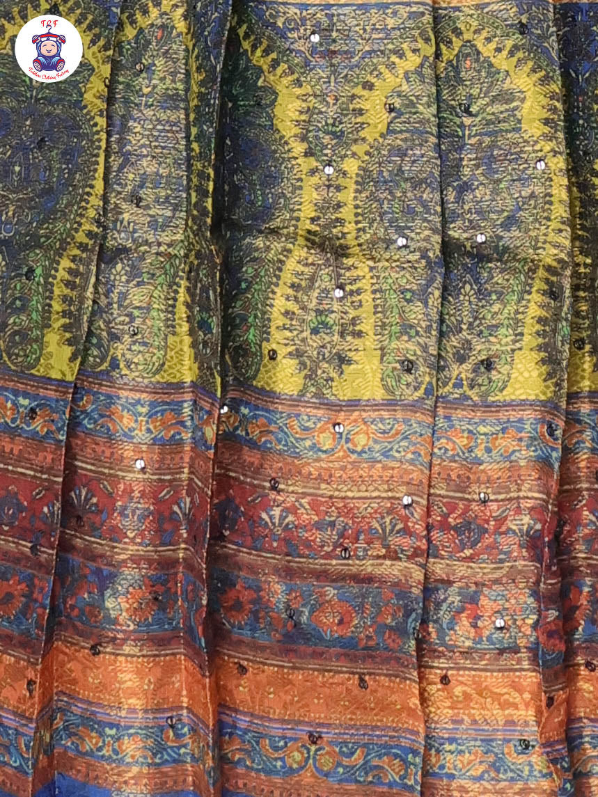 Royal Blue & Bottle Green - Girls Readymade Long Frock