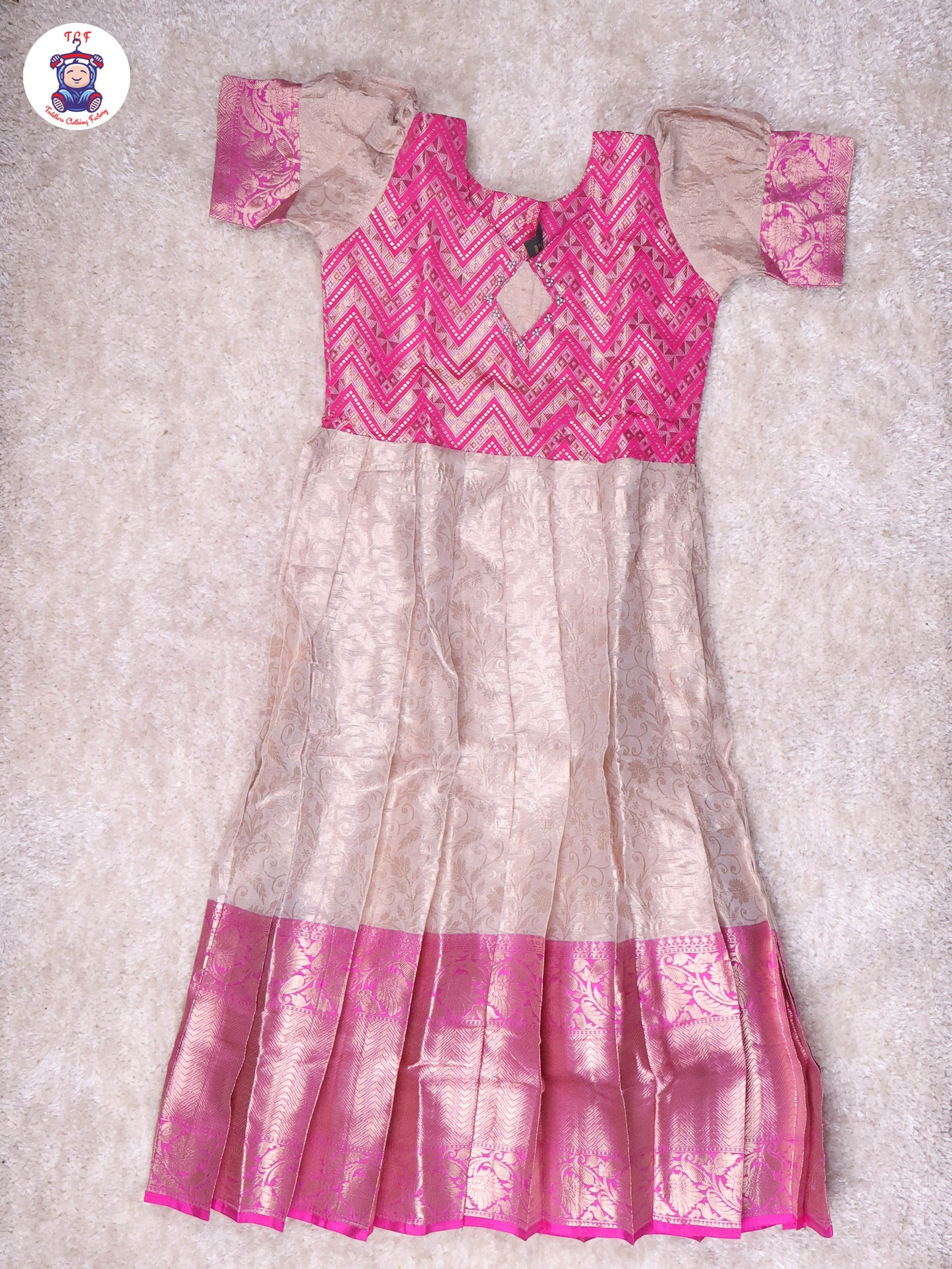 Pink & Sandal - Girls Readymade Long Frock