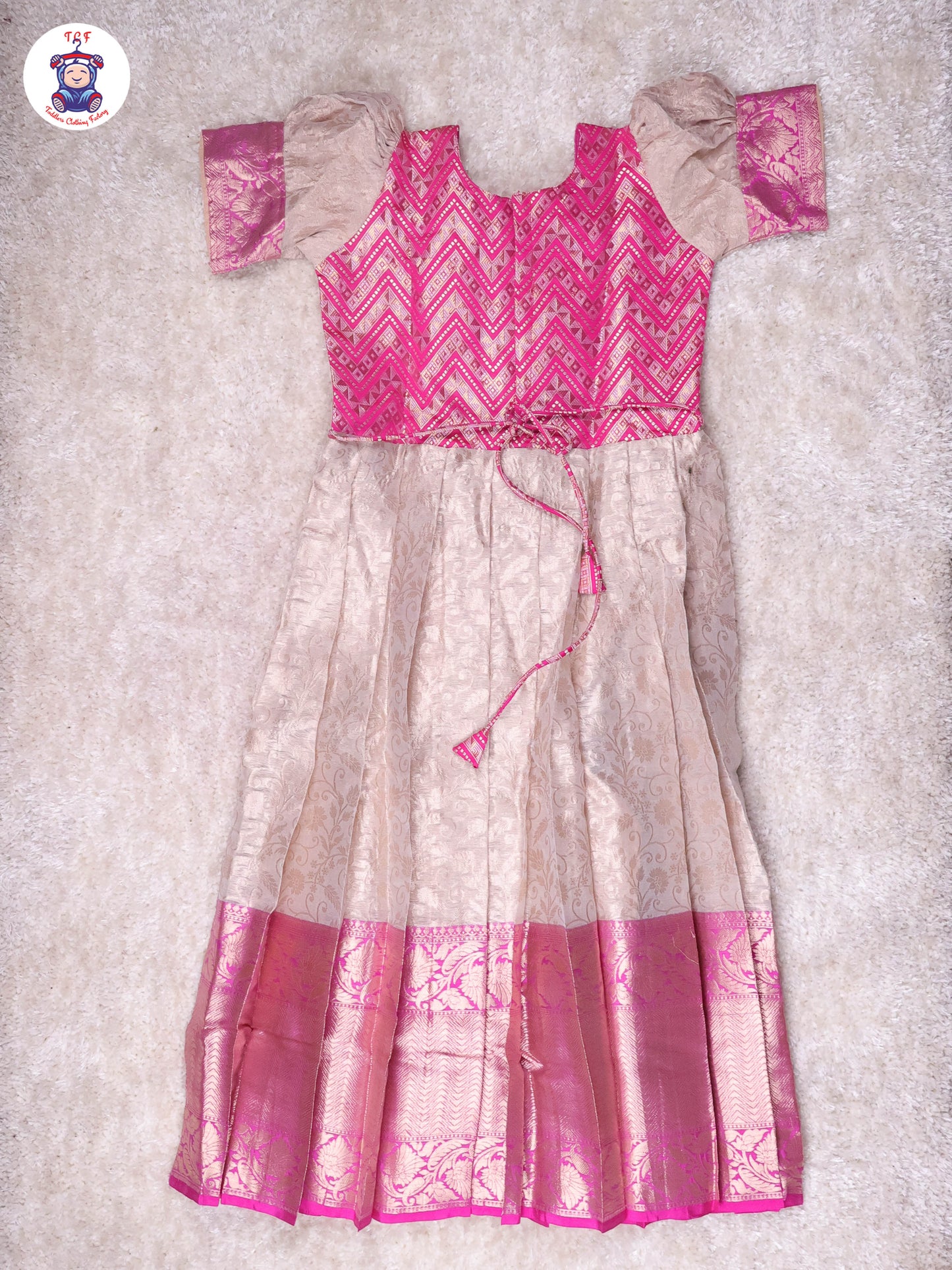Pink & Sandal - Girls Readymade Long Frock