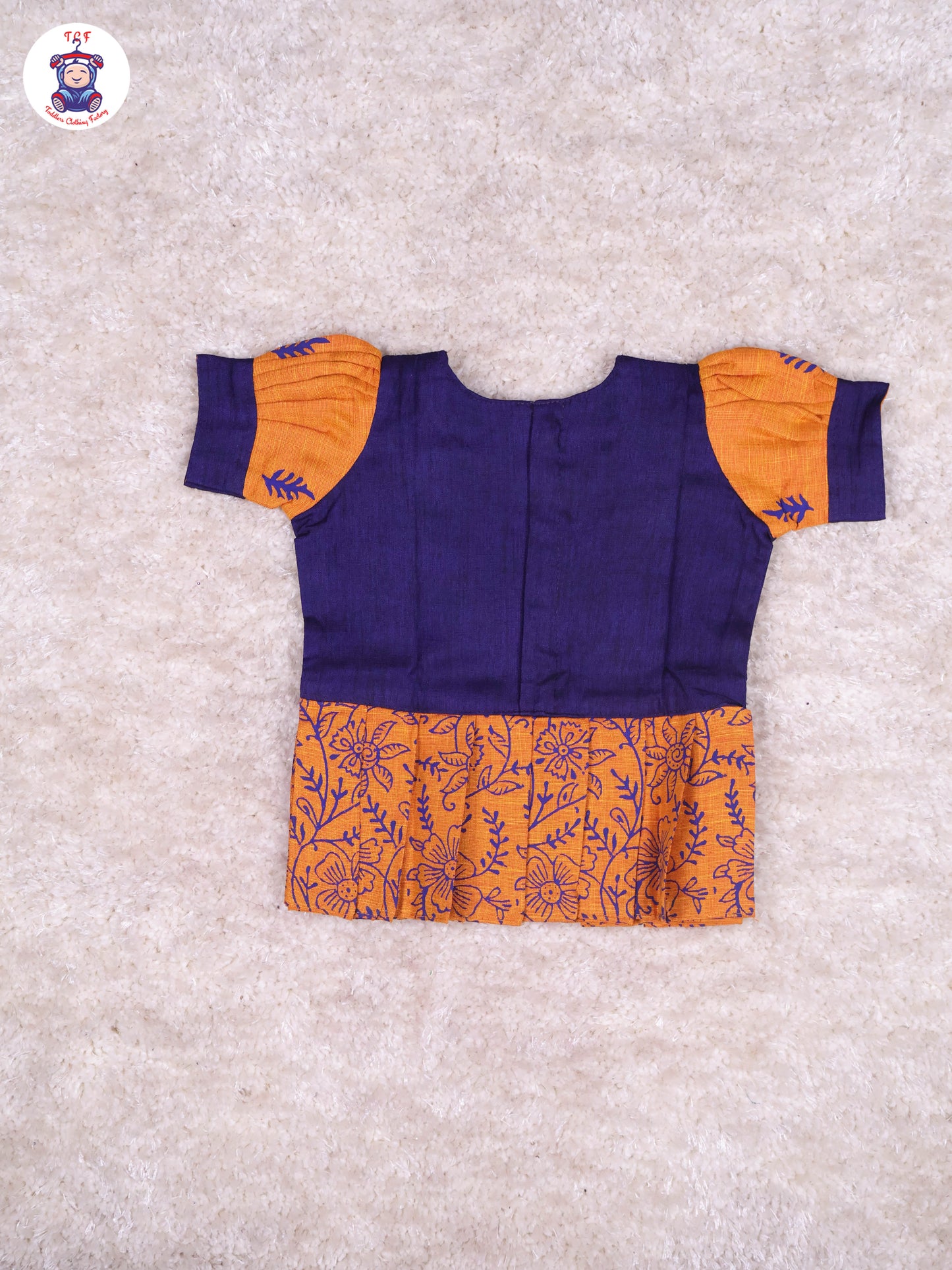 Navy Blue & Orange - Cotton Pavadai Sattai