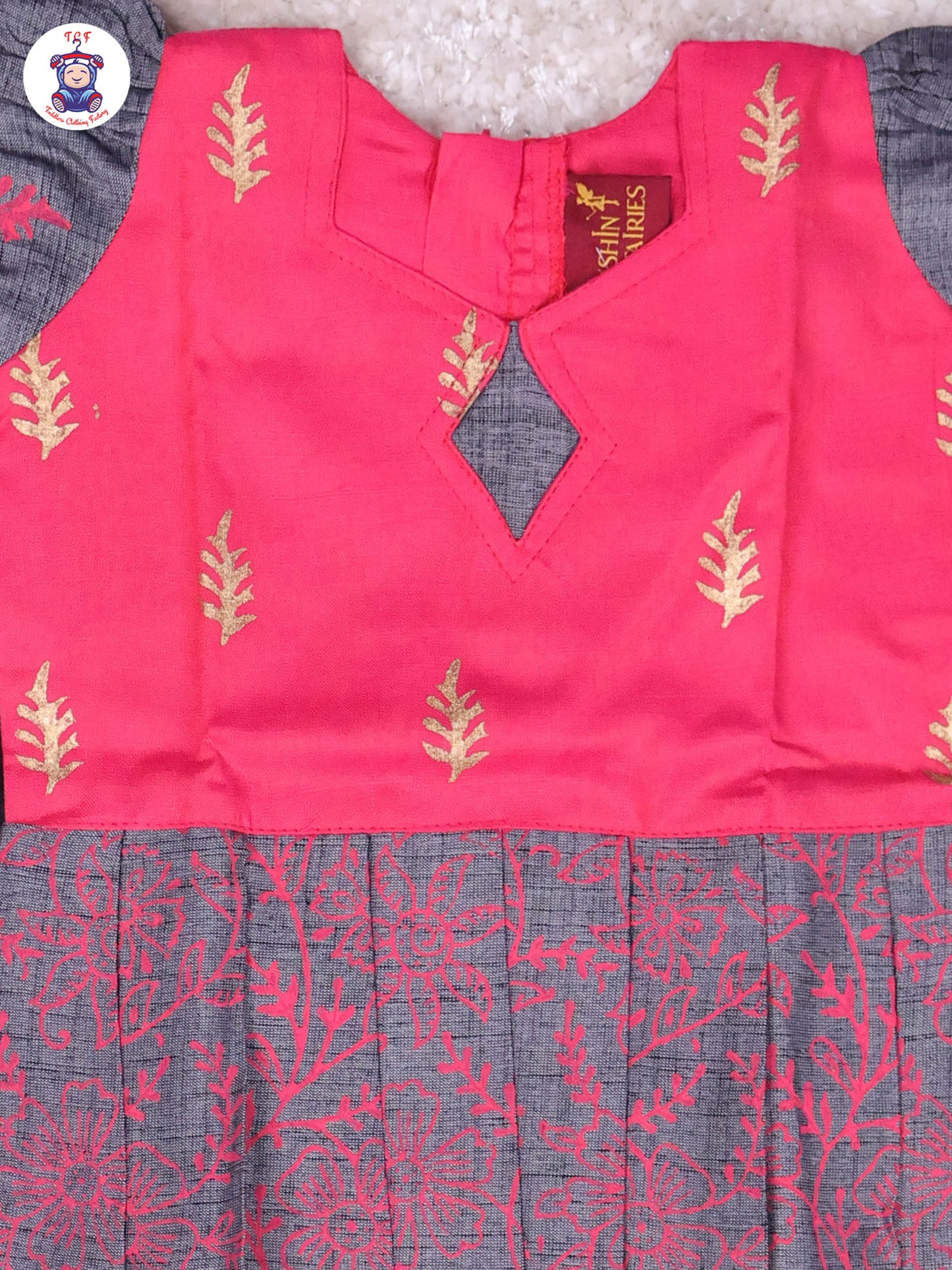 Pink & Grey - Cotton Pavadai Sattai