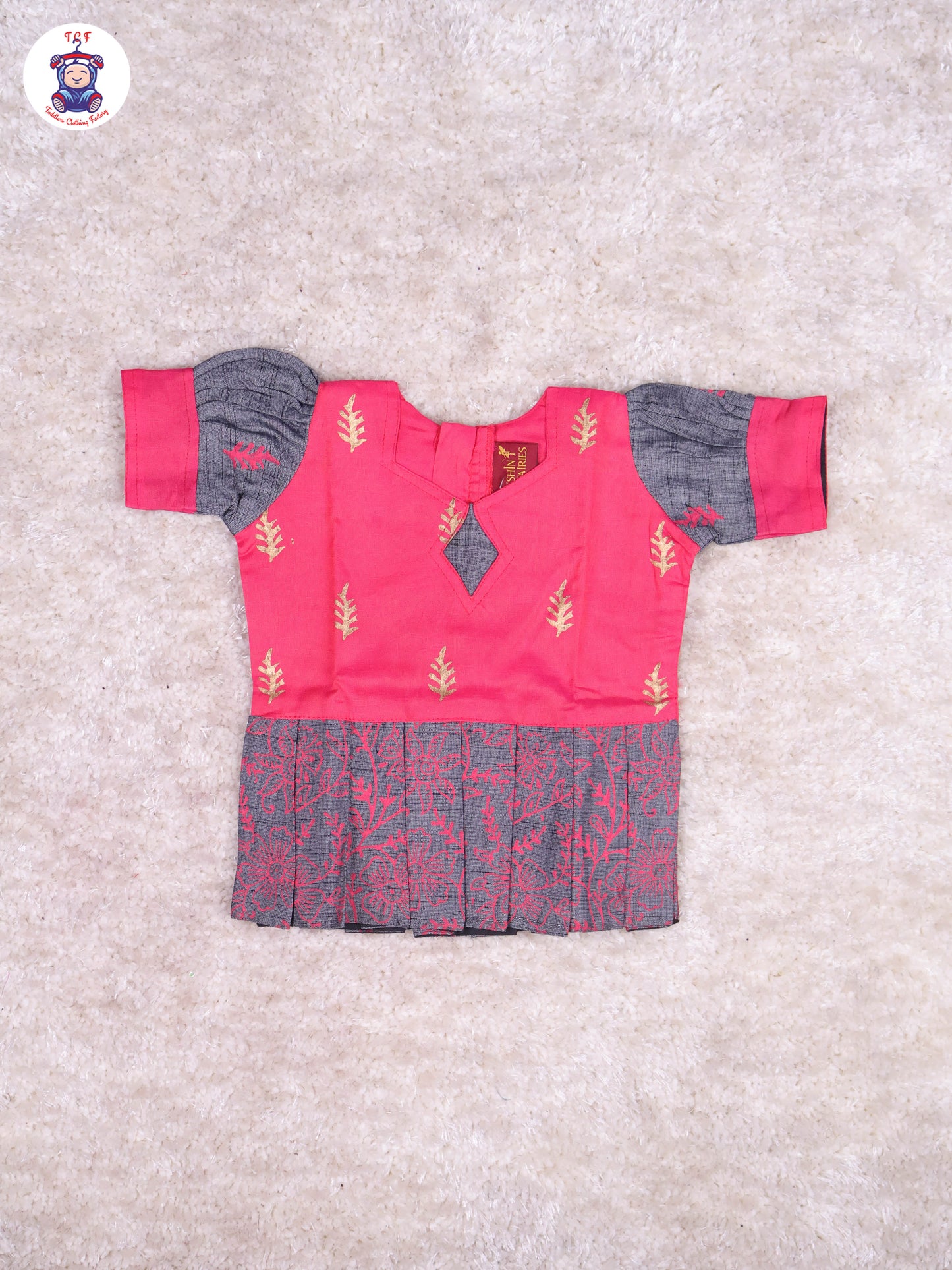 Pink & Grey - Cotton Pavadai Sattai