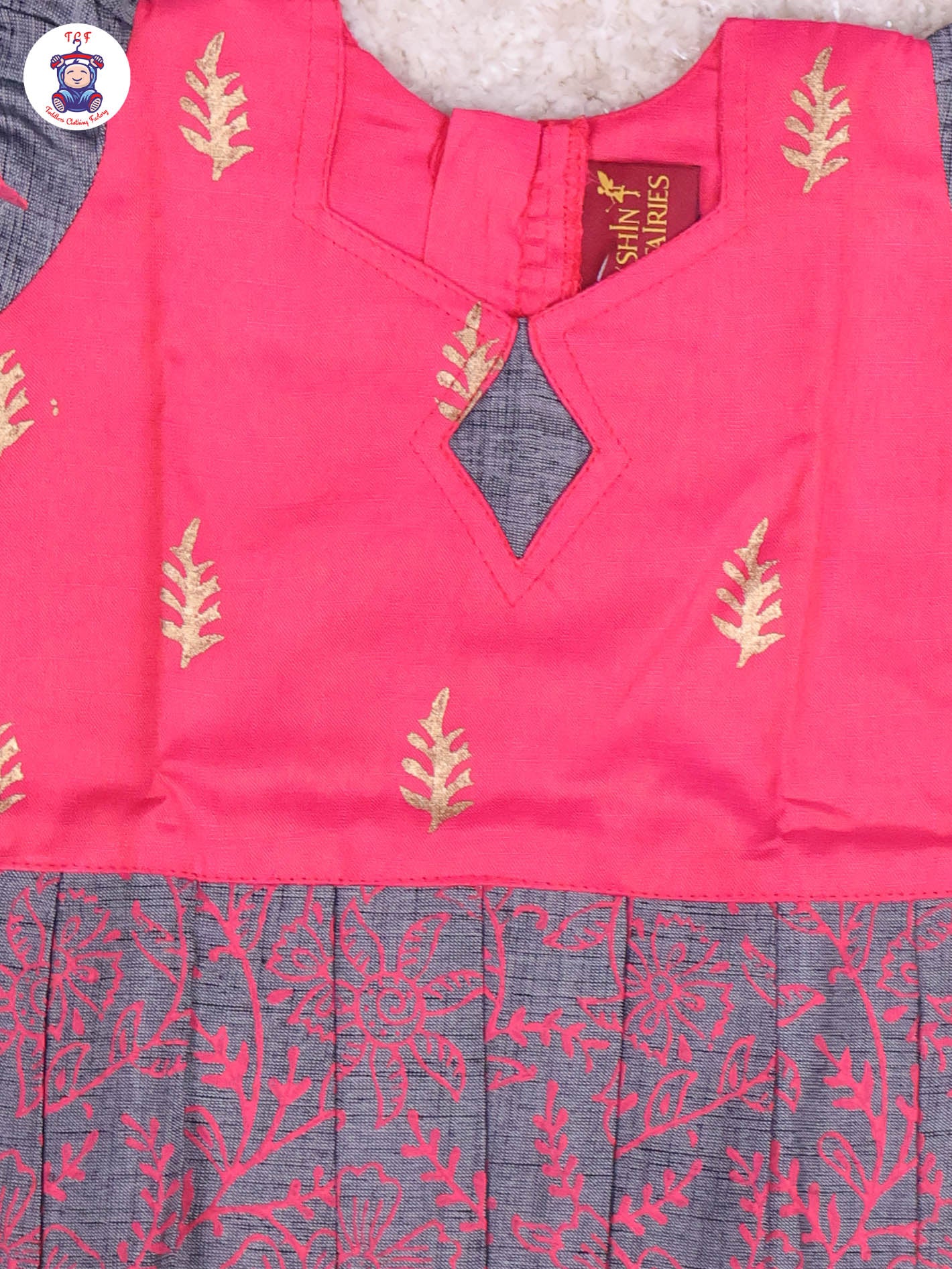 Pink & Grey - Cotton Pavadai Sattai