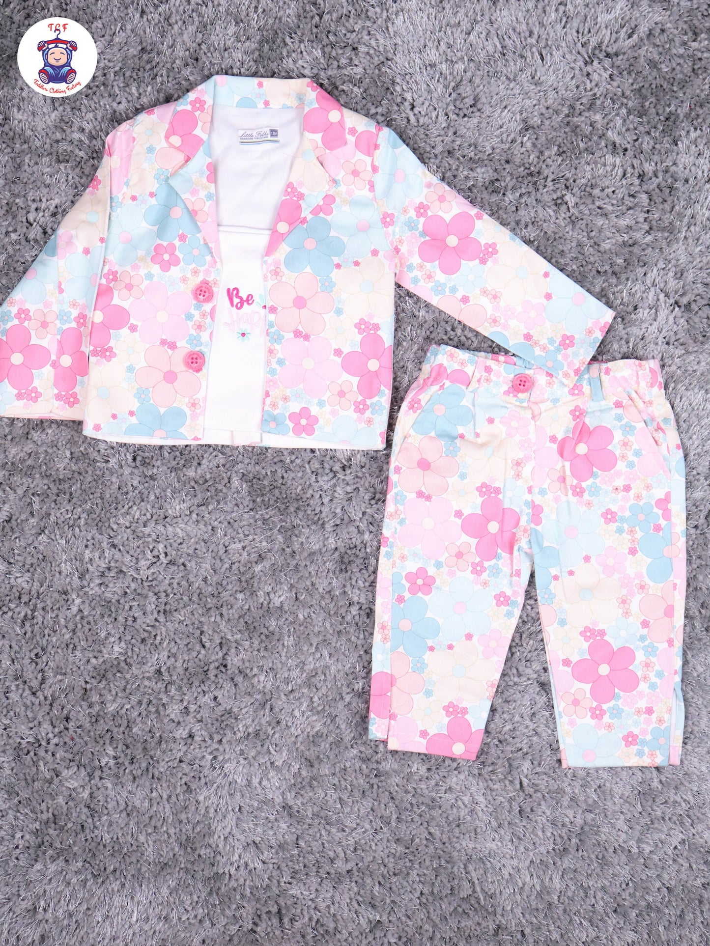 Light Pink & White Shirt with overcoat & Pant