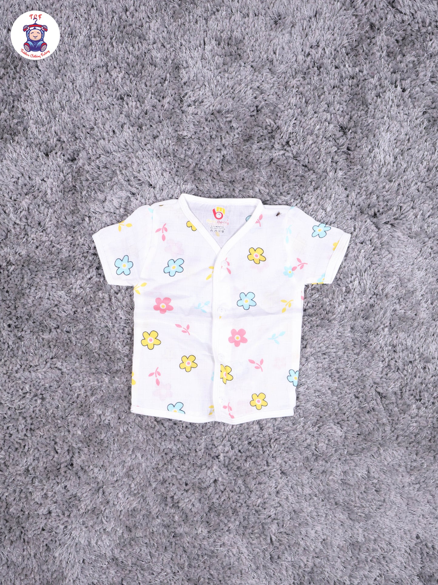 White Multi Cartoons Muslin Shirts & Shorts