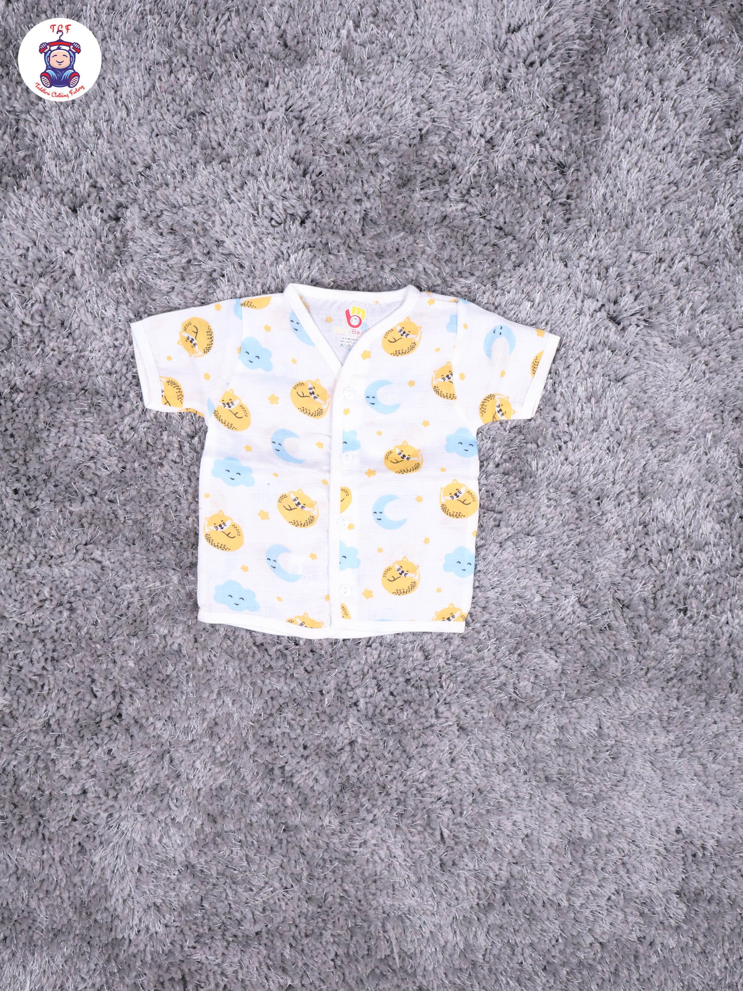 White Multi Cartoons Muslin Shirts & Shorts