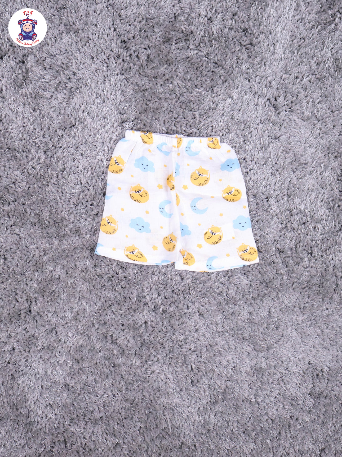 White Multi Cartoons Muslin Shirts & Shorts