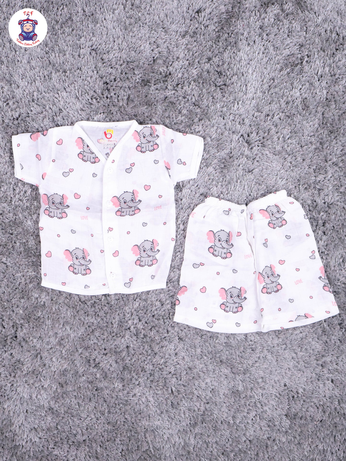 White Multi Cartoons Muslin Shirts & Shorts