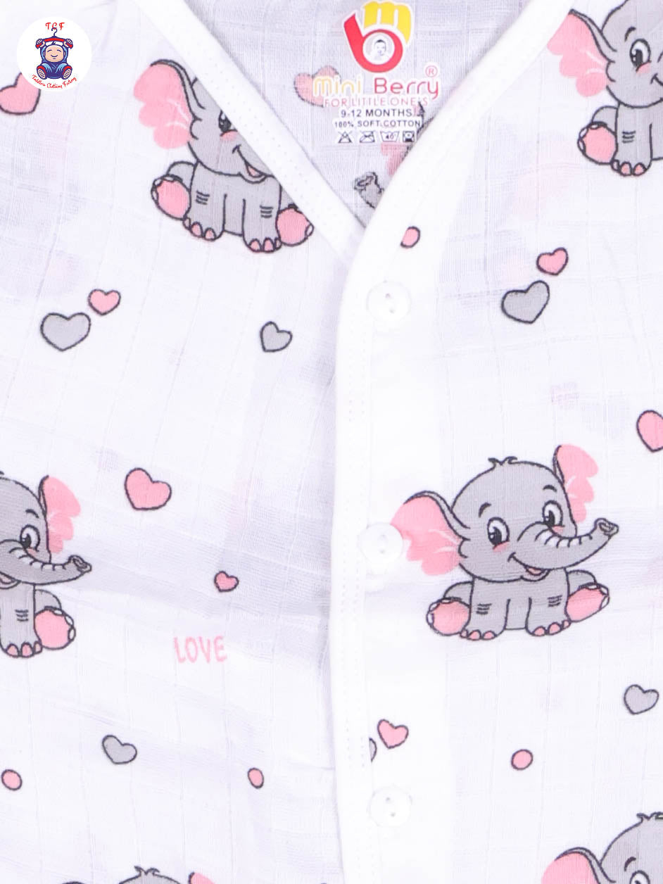 White Multi Cartoons Muslin Shirts & Shorts