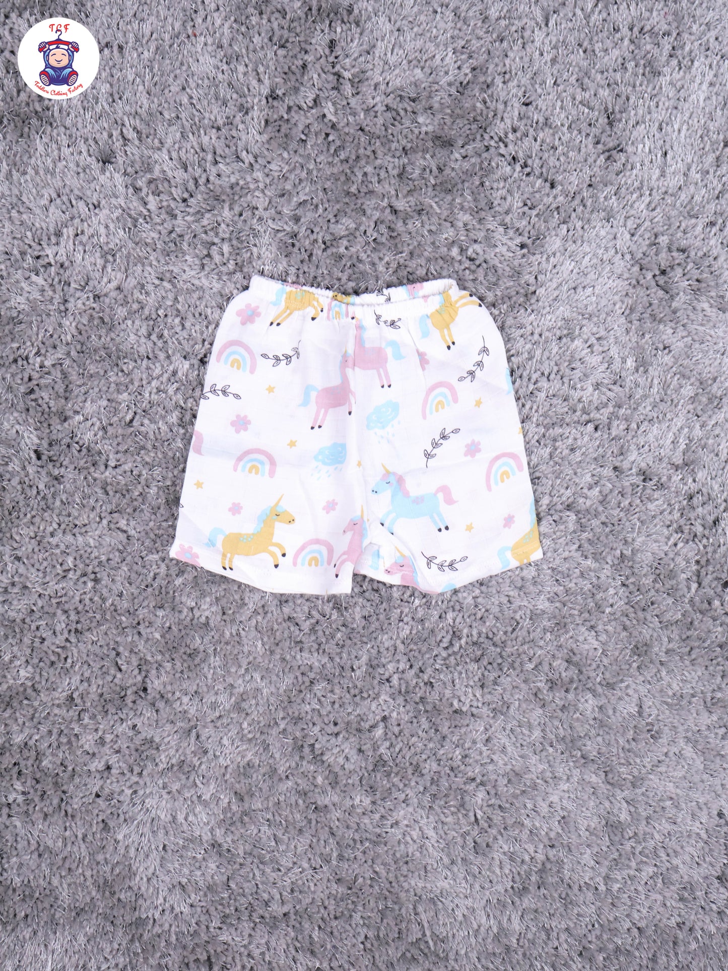 White Multi Cartoons Muslin Shirts & Shorts