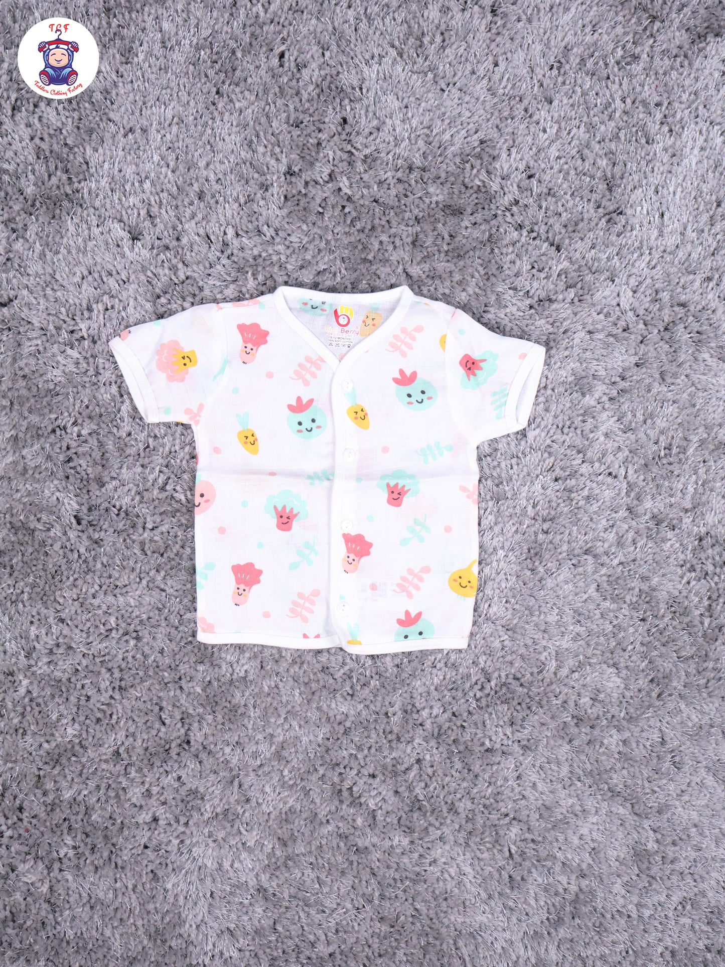 White Multi Cartoons Muslin Shirts & Shorts