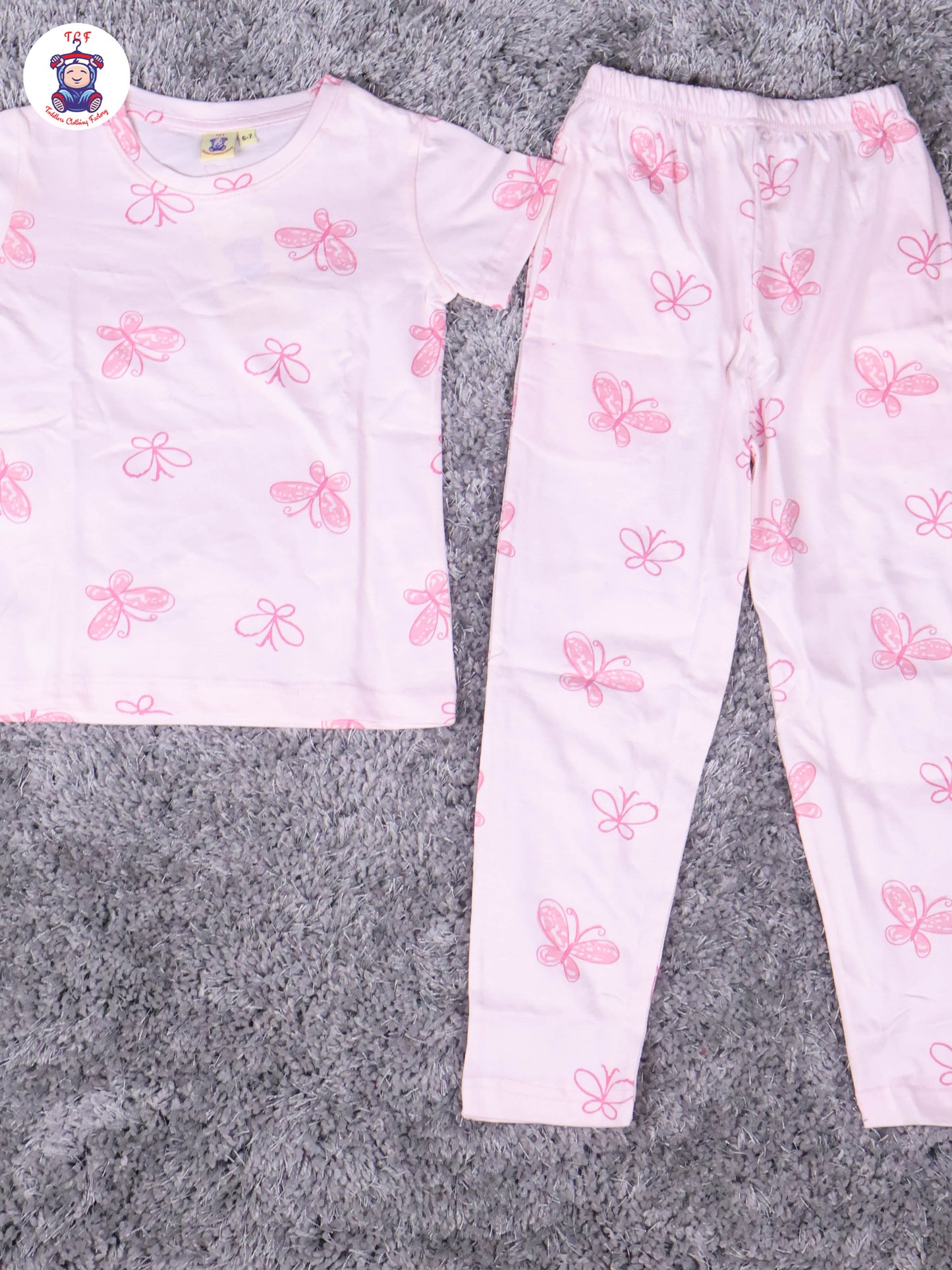 Light Pink - Butterfly Girls Night Wear