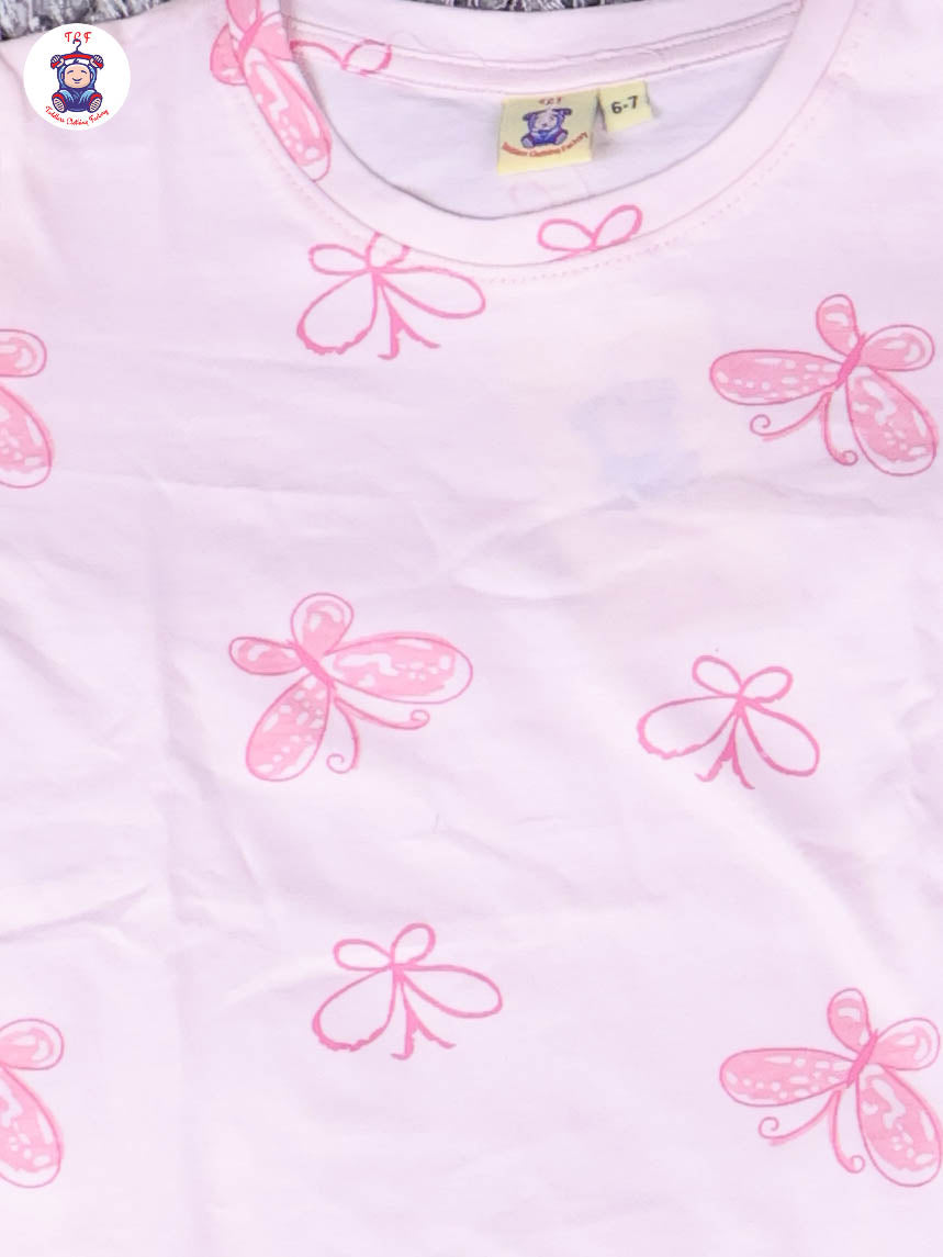 Light Pink - Butterfly Girls Night Wear