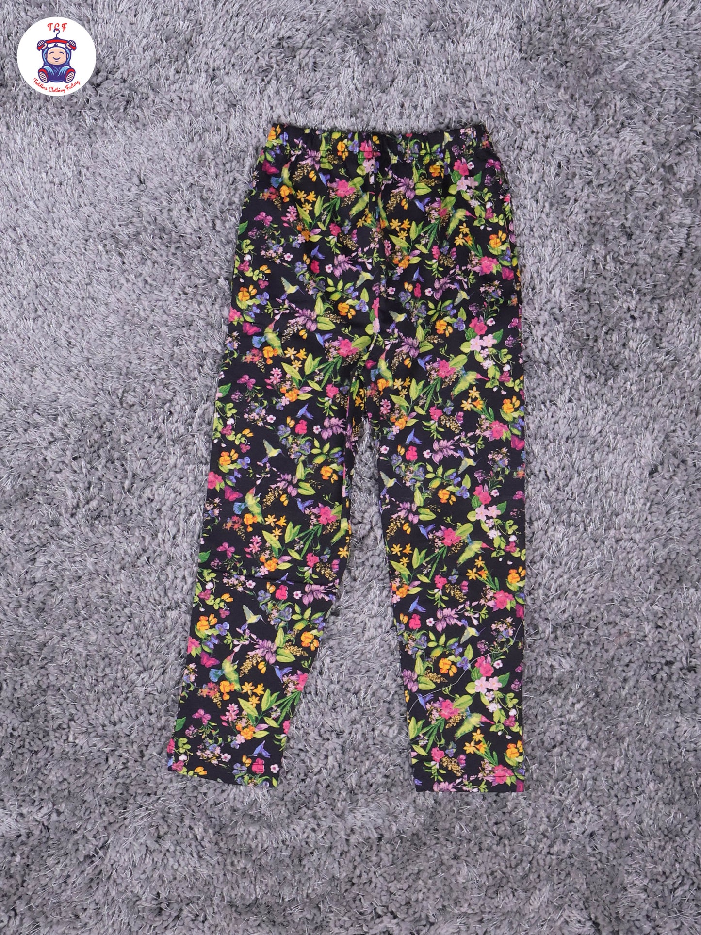 Black - Floral Girls Night Wear