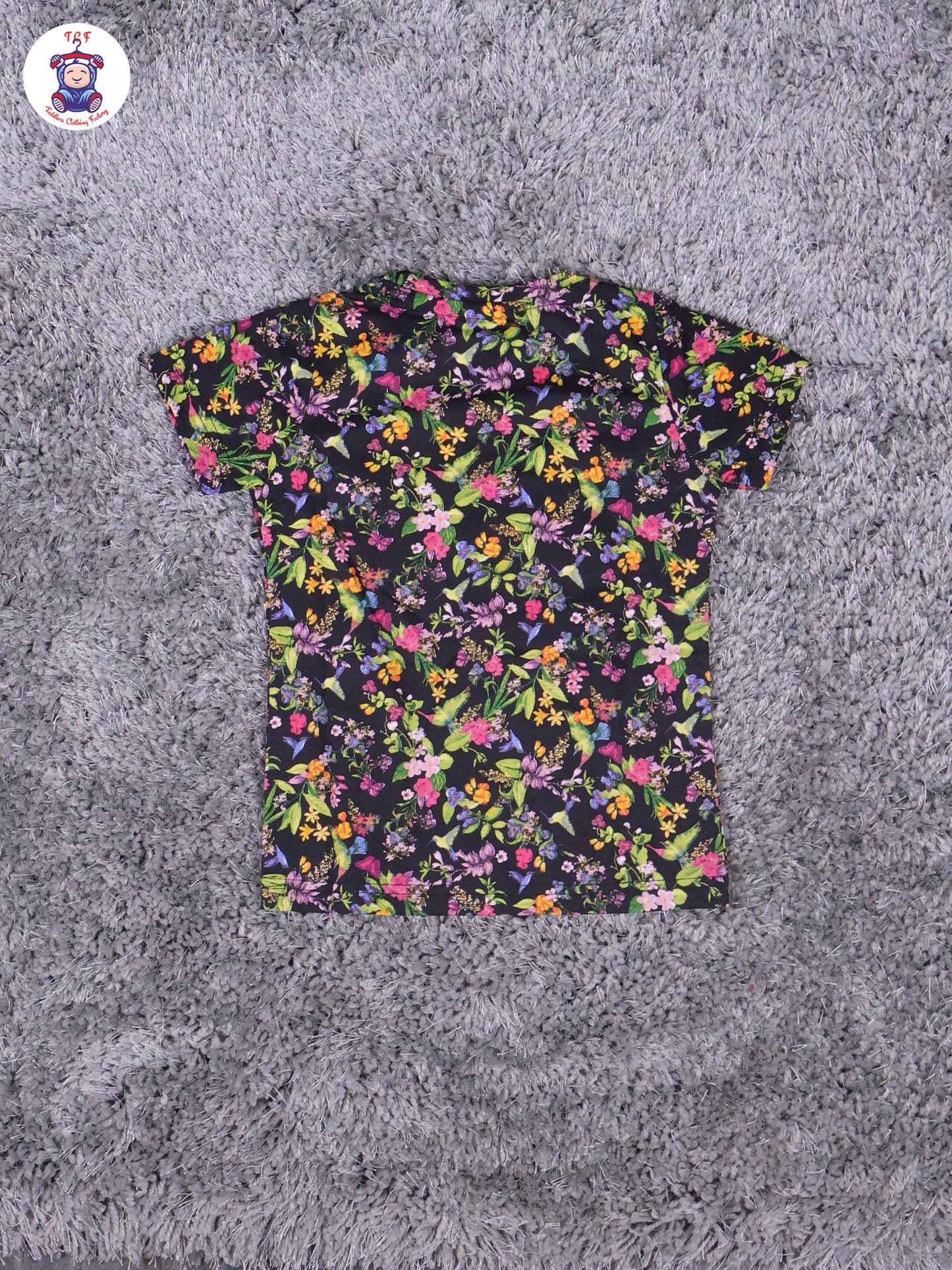 Black - Floral Girls Night Wear