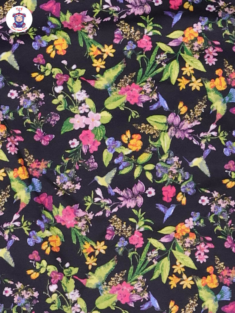 Black - Floral Girls Night Wear