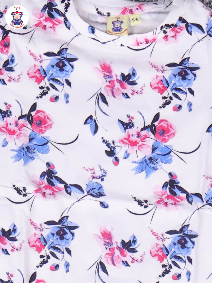 White - Floral Girls Night Wear