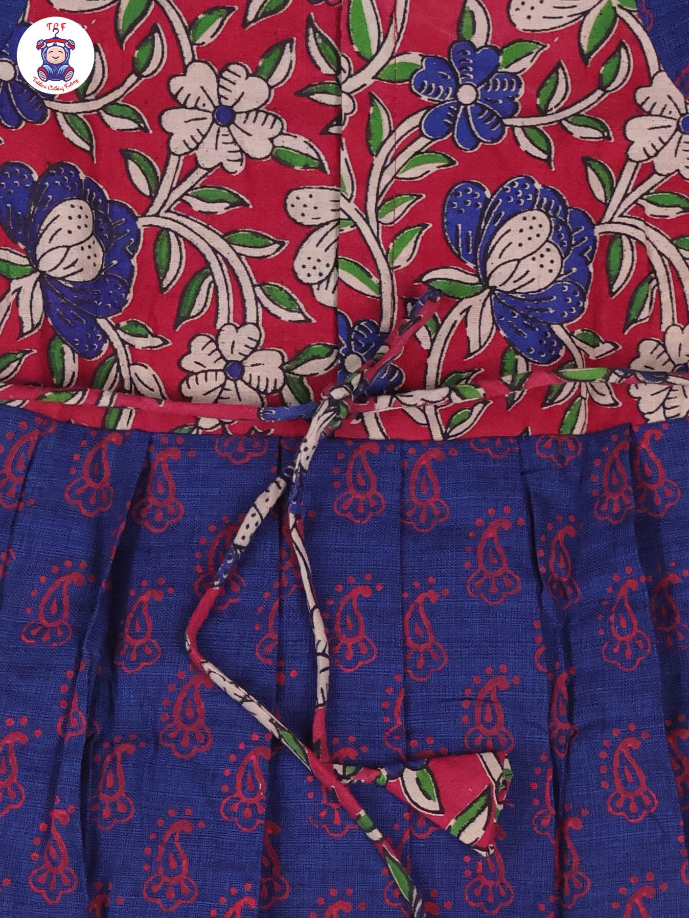 Magenta & Dark Blue Floral - Girls Readymade Long Frock
