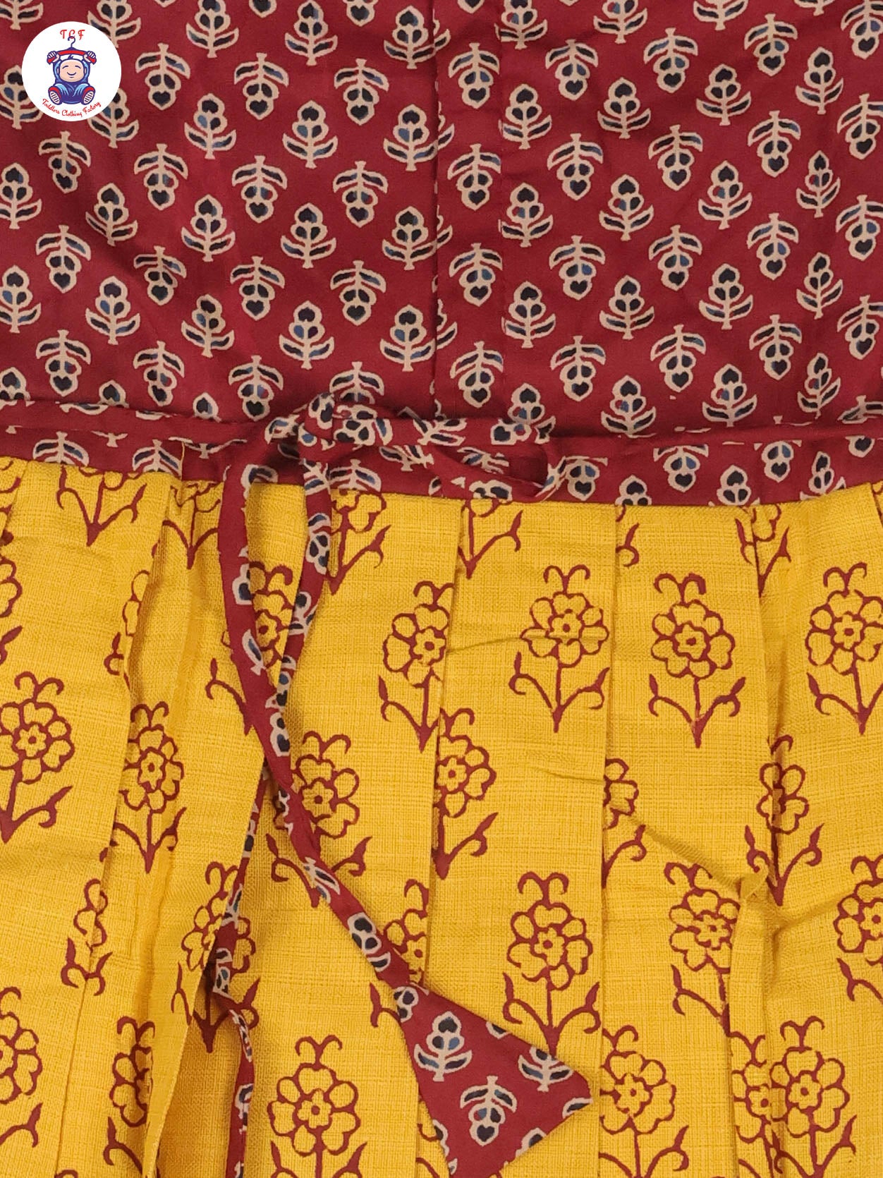 Brown & Mustard Floral - Girls Readymade Long Frock