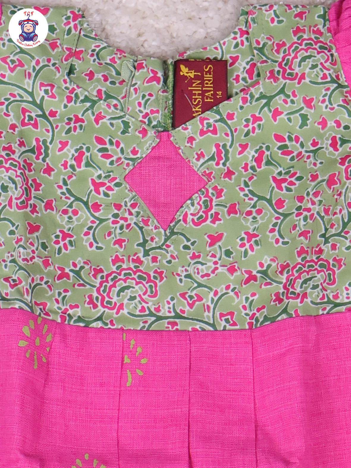Lite Green & Pink Floral - Girls Readymade Long Frock
